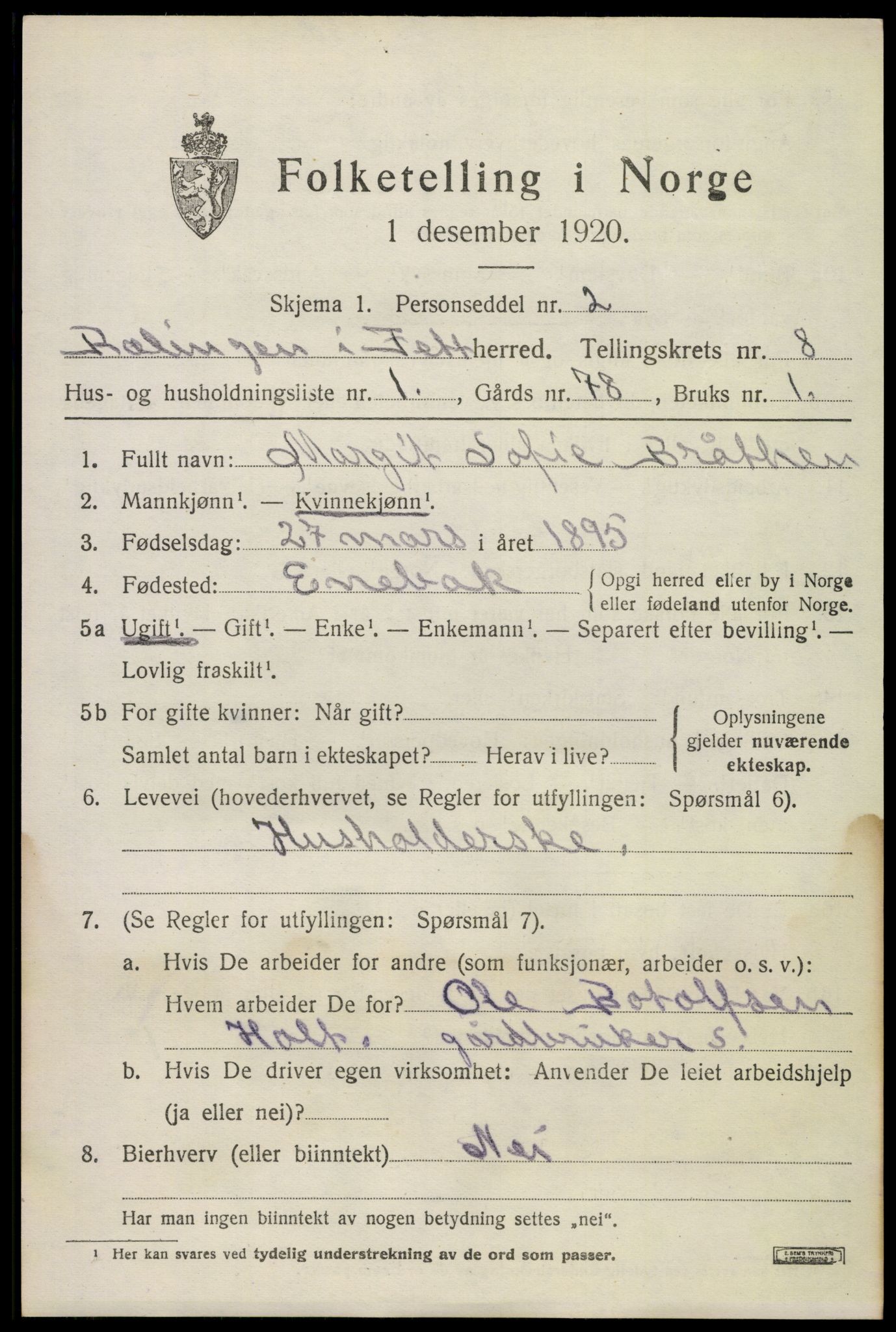 SAO, 1920 census for Fet, 1920, p. 8782