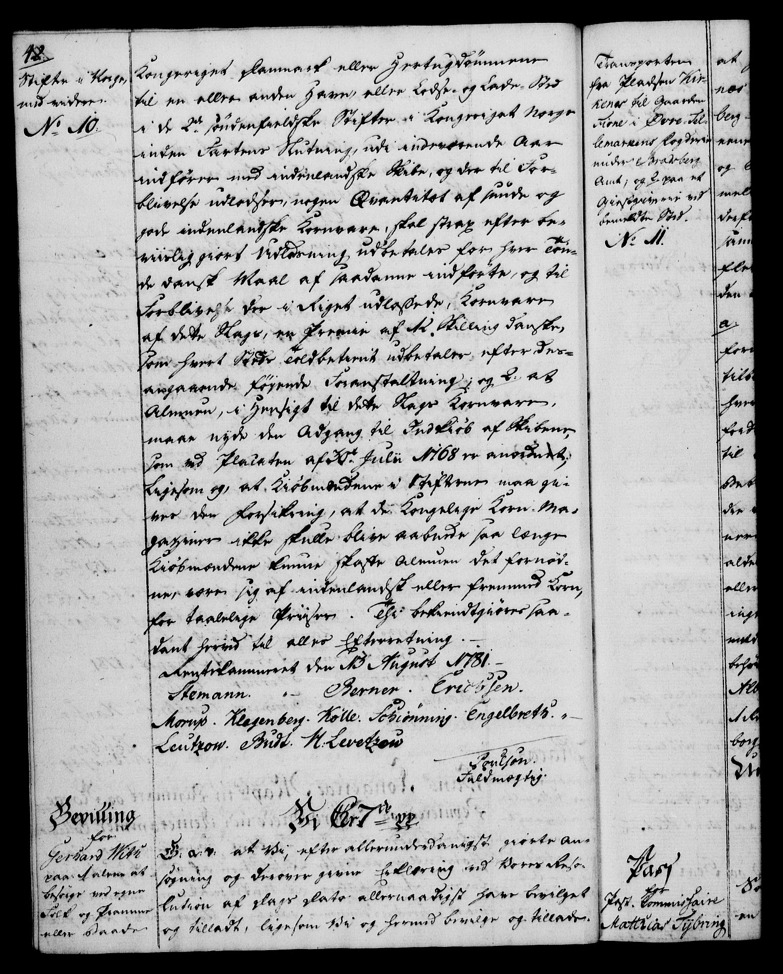 Rentekammeret, Kammerkanselliet, AV/RA-EA-3111/G/Gg/Gga/L0012: Norsk ekspedisjonsprotokoll med register (merket RK 53.12), 1781-1783, p. 42