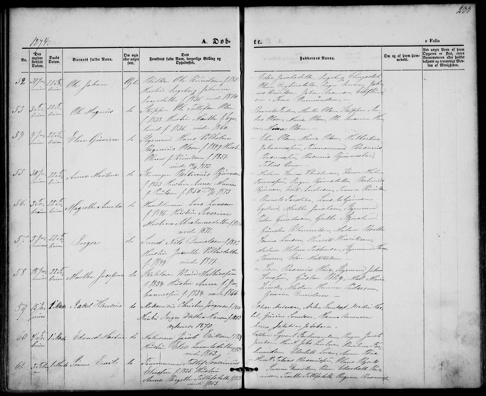 St. Petri sokneprestkontor, AV/SAST-A-101813/001/30/30BA/L0008: Parish register (official) no. A 8, 1868-1876, p. 233