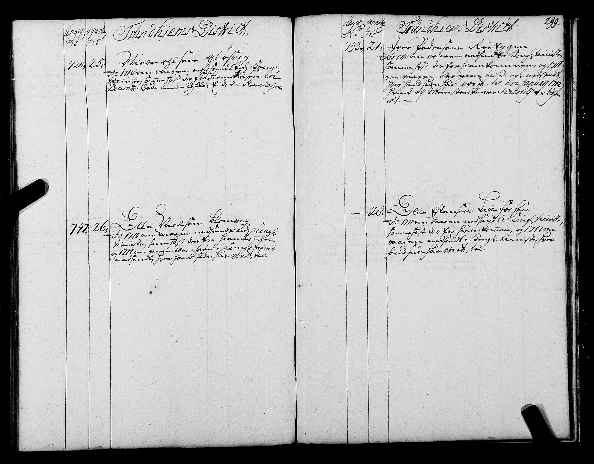 Sjøinnrulleringen - Trondhjemske distrikt, AV/SAT-A-5121/01/L0004: Ruller over sjøfolk i Trondhjem by, 1704-1710, p. 299