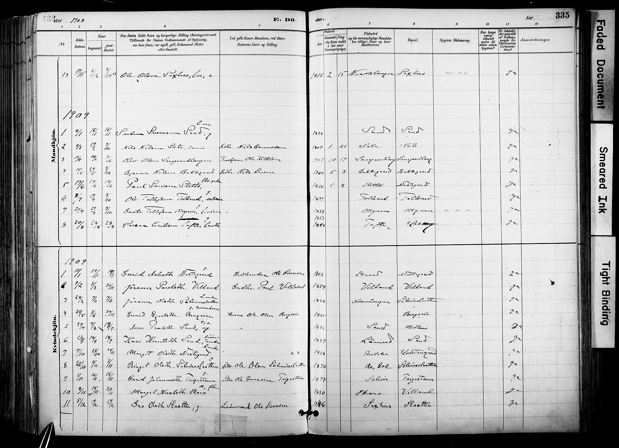 Hol kirkebøker, AV/SAKO-A-227/F/Fa/L0003: Parish register (official) no. I 3, 1887-1918, p. 335