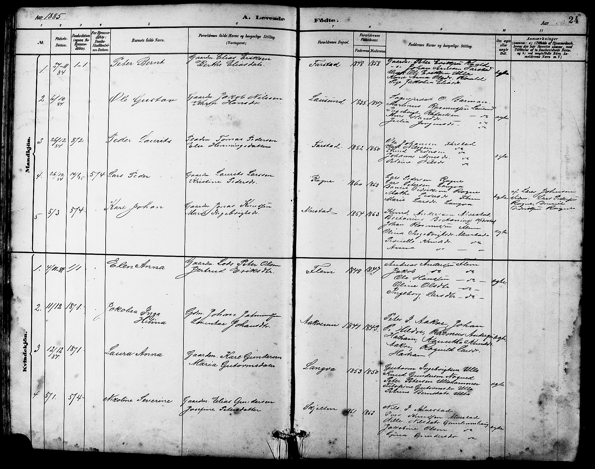 Ministerialprotokoller, klokkerbøker og fødselsregistre - Møre og Romsdal, SAT/A-1454/536/L0510: Parish register (copy) no. 536C05, 1881-1898, p. 24