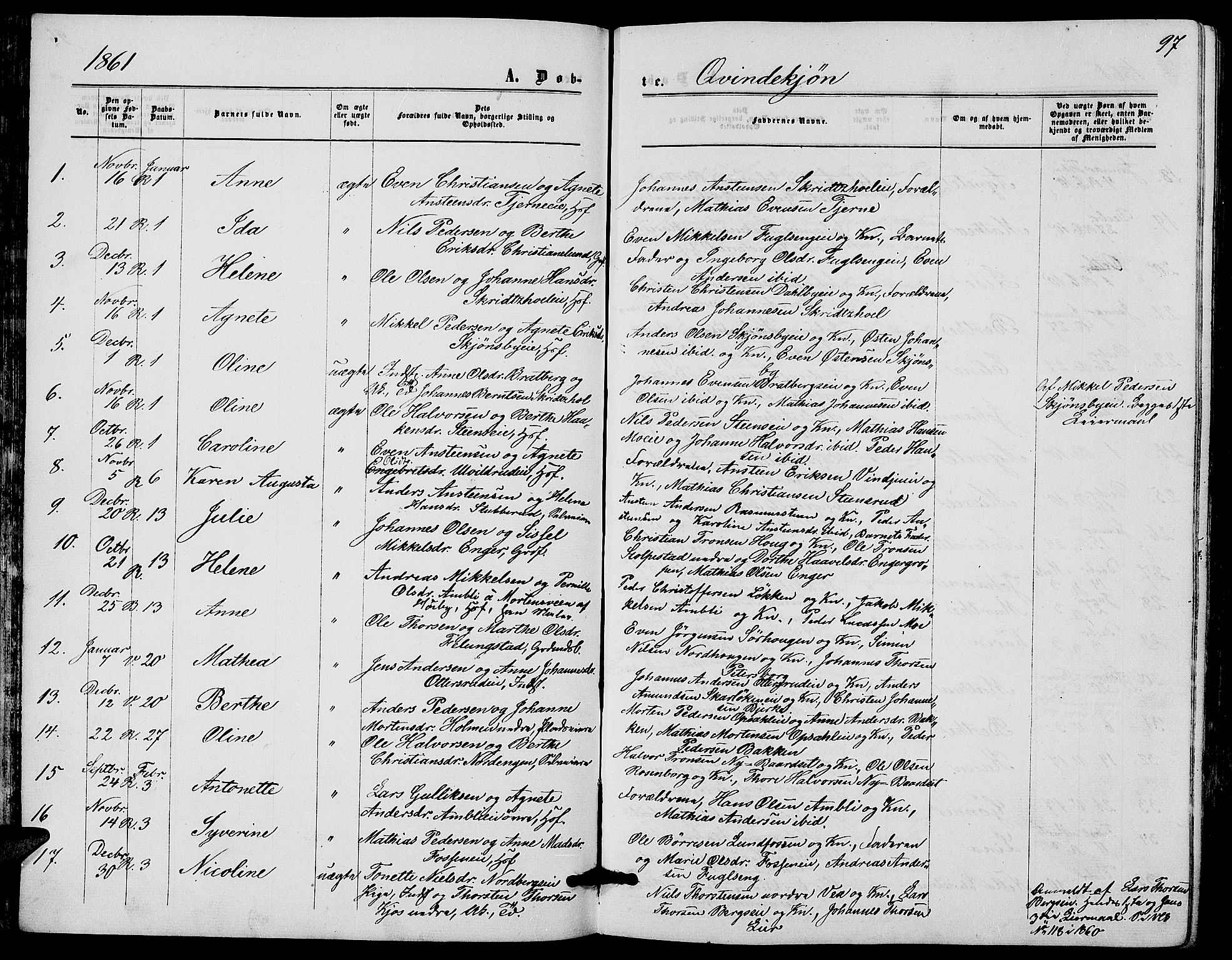 Ringsaker prestekontor, SAH/PREST-014/L/La/L0007: Parish register (copy) no. 7, 1861-1869, p. 97