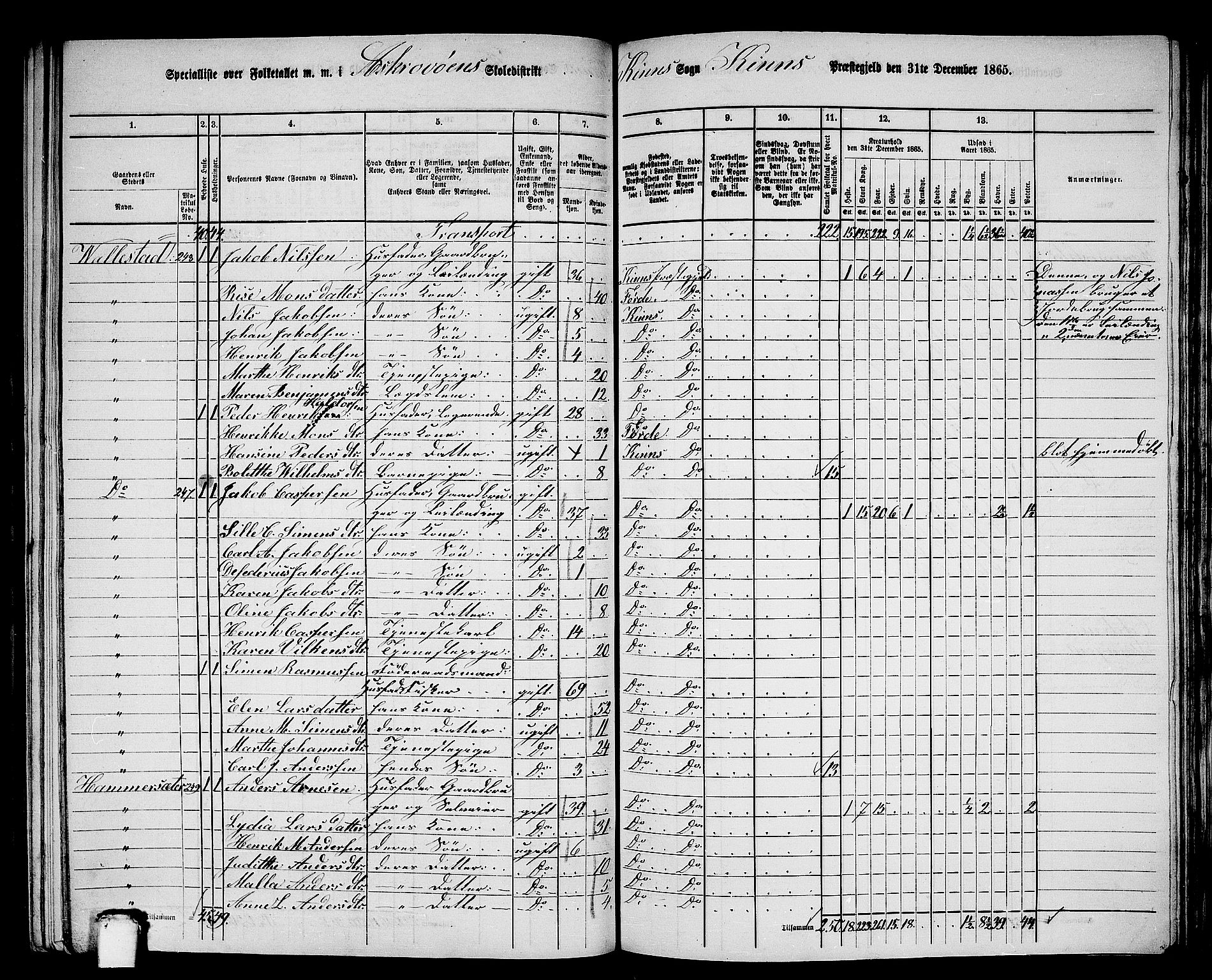 RA, 1865 census for Kinn, 1865, p. 160