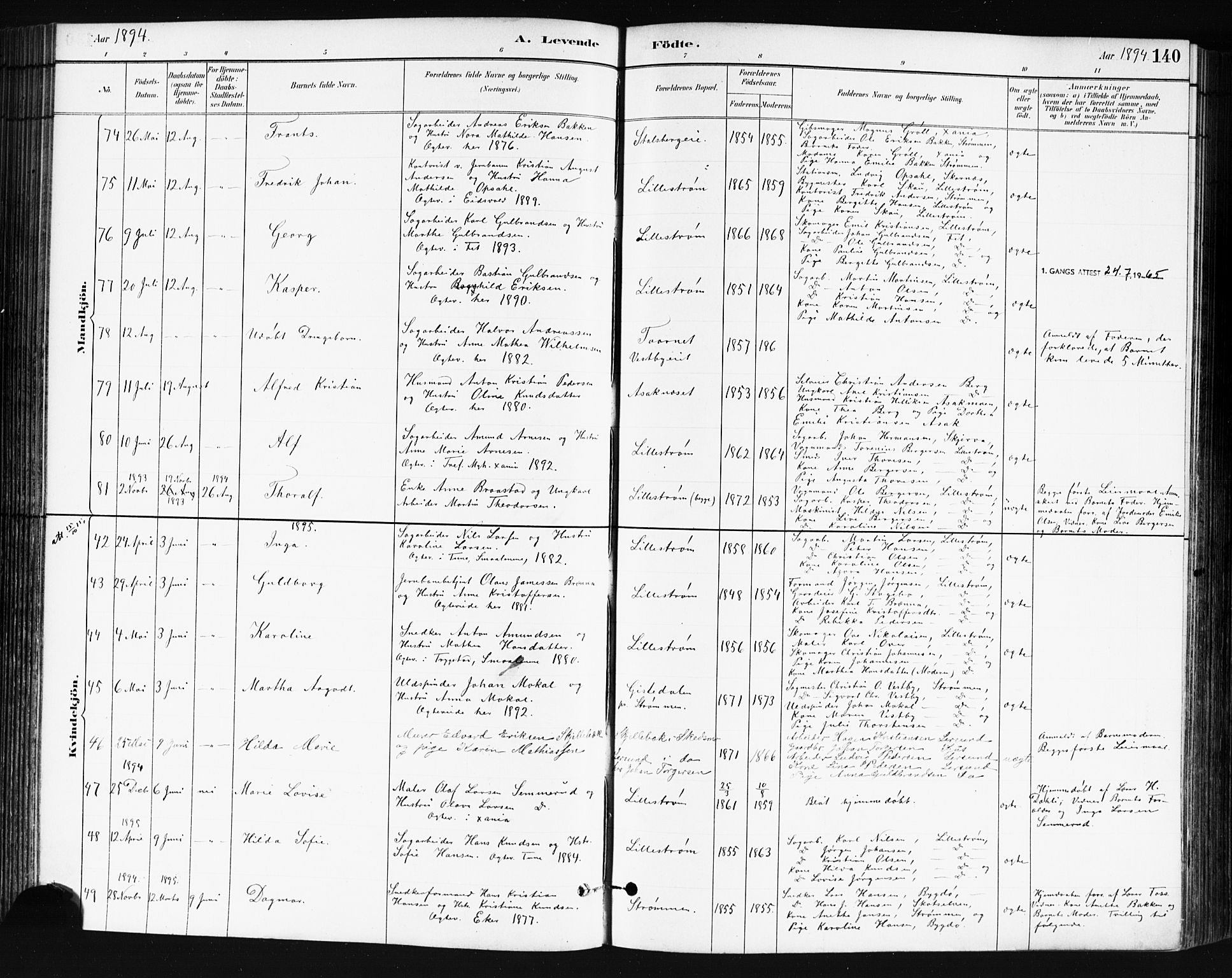 Skedsmo prestekontor Kirkebøker, SAO/A-10033a/G/Ga/L0004: Parish register (copy) no. I 4, 1883-1895, p. 140