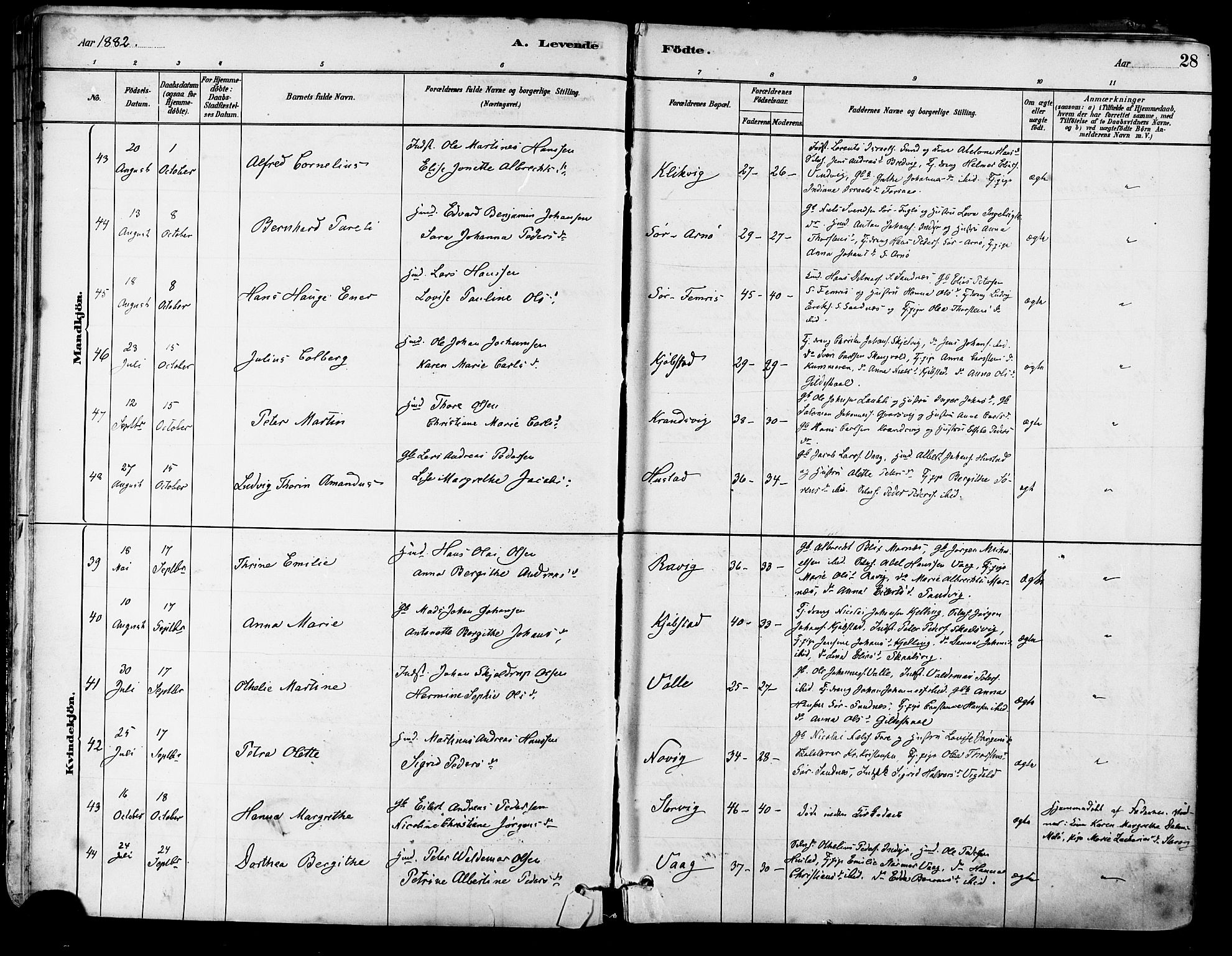 Ministerialprotokoller, klokkerbøker og fødselsregistre - Nordland, SAT/A-1459/805/L0099: Parish register (official) no. 805A06, 1880-1891, p. 28