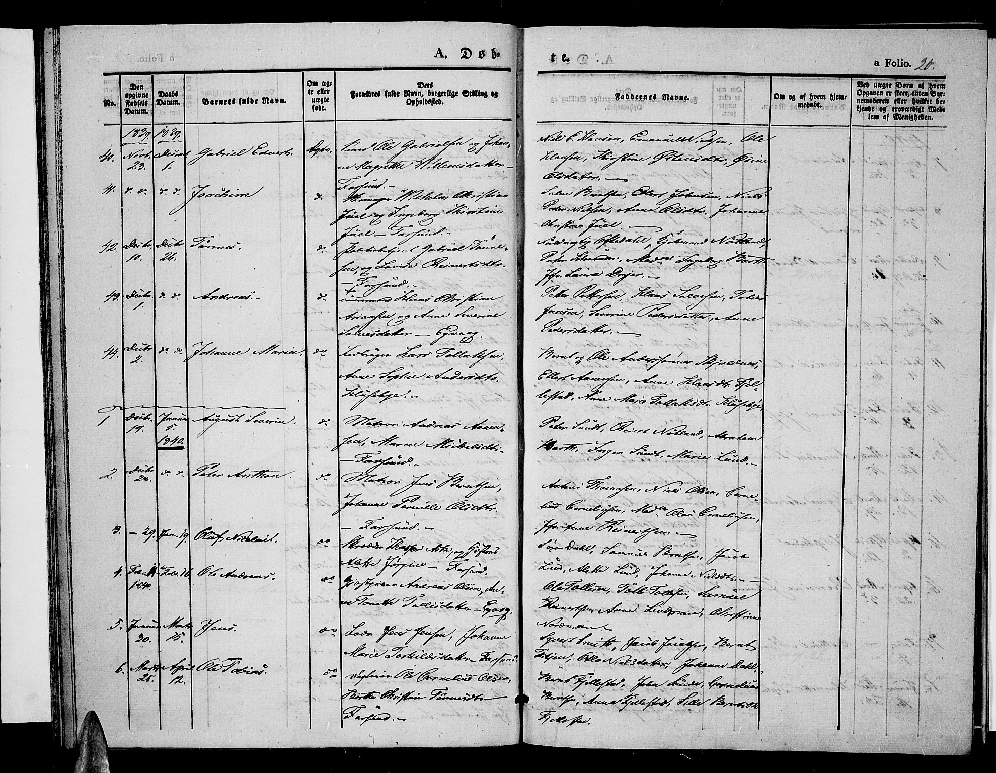 Farsund sokneprestkontor, AV/SAK-1111-0009/F/Fa/L0003: Parish register (official) no. A 3, 1836-1846, p. 20