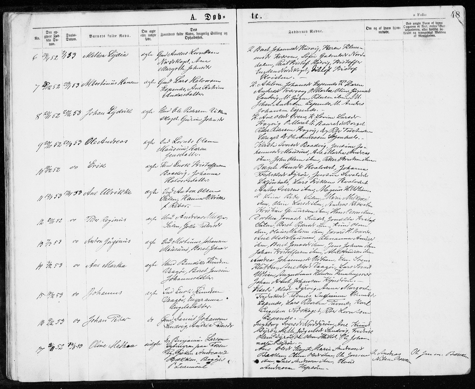 Ministerialprotokoller, klokkerbøker og fødselsregistre - Sør-Trøndelag, AV/SAT-A-1456/640/L0576: Parish register (official) no. 640A01, 1846-1876, p. 48