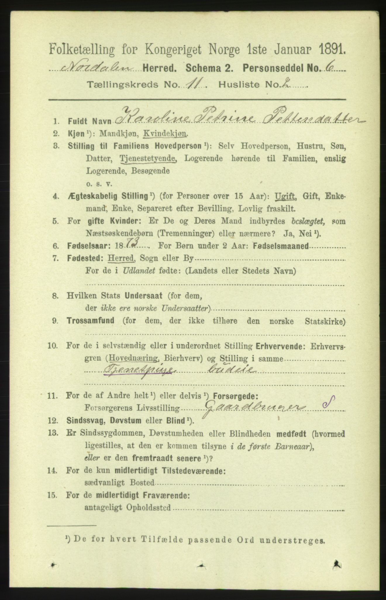 RA, 1891 census for 1524 Norddal, 1891, p. 2515