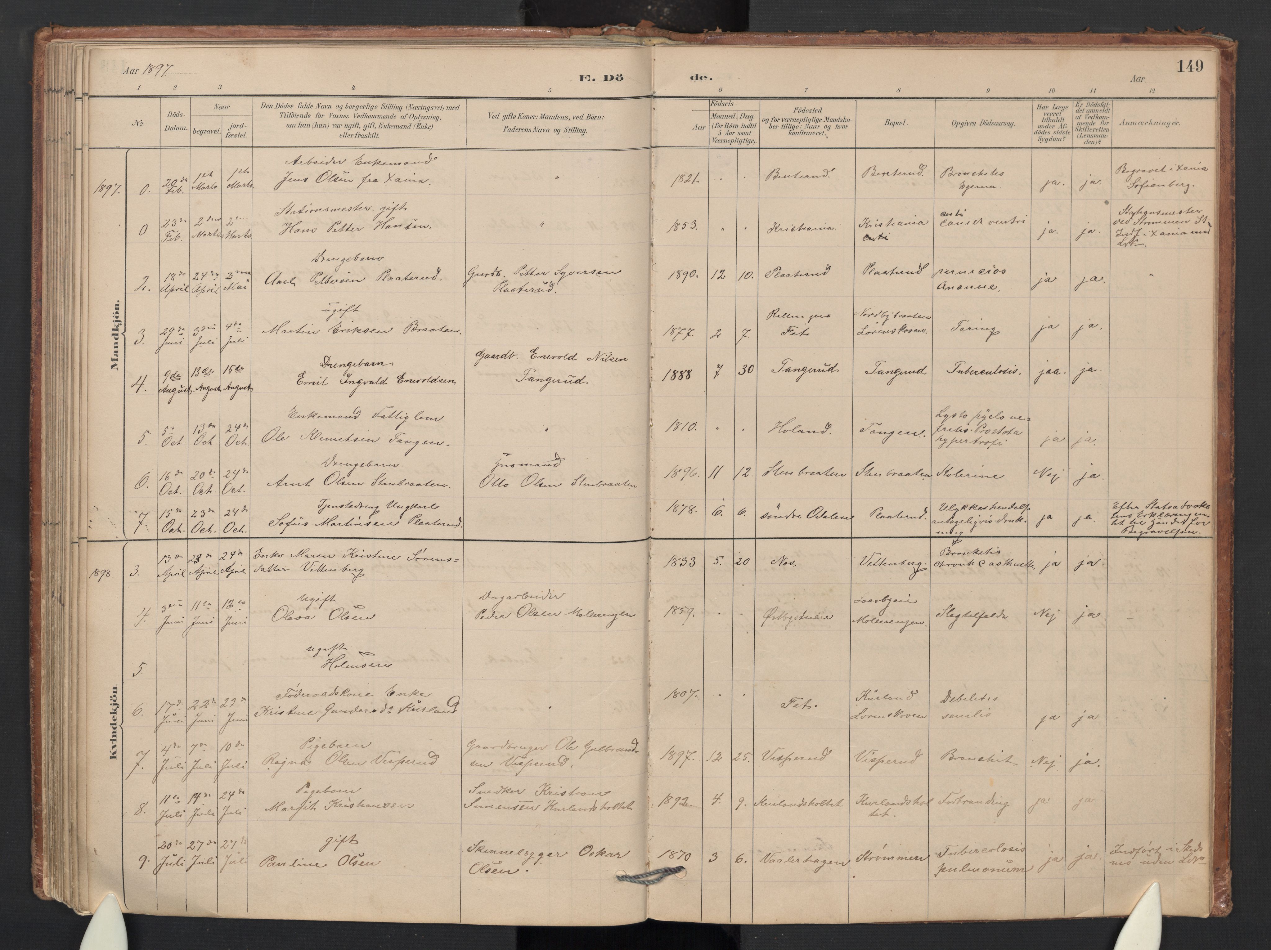 Skedsmo prestekontor Kirkebøker, SAO/A-10033a/G/Gb/L0001: Parish register (copy) no. II 1, 1883-1903, p. 149