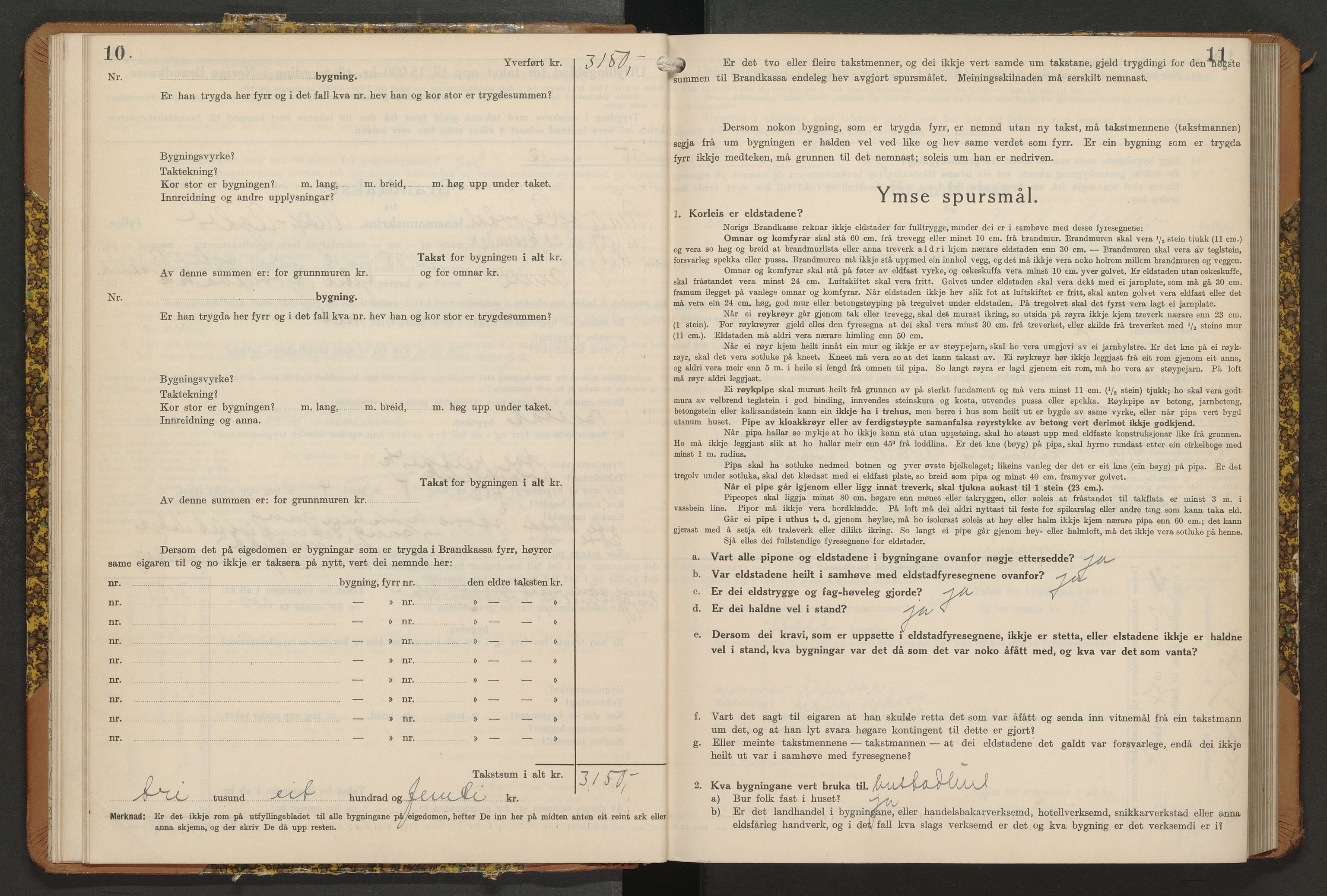 Norges Brannkasse Åmli og Gjøvdal, AV/SAK-2241-0061/F/Fa/L0008: Branntakstprotokoll nr. 8 med originalt register, 1937-1949