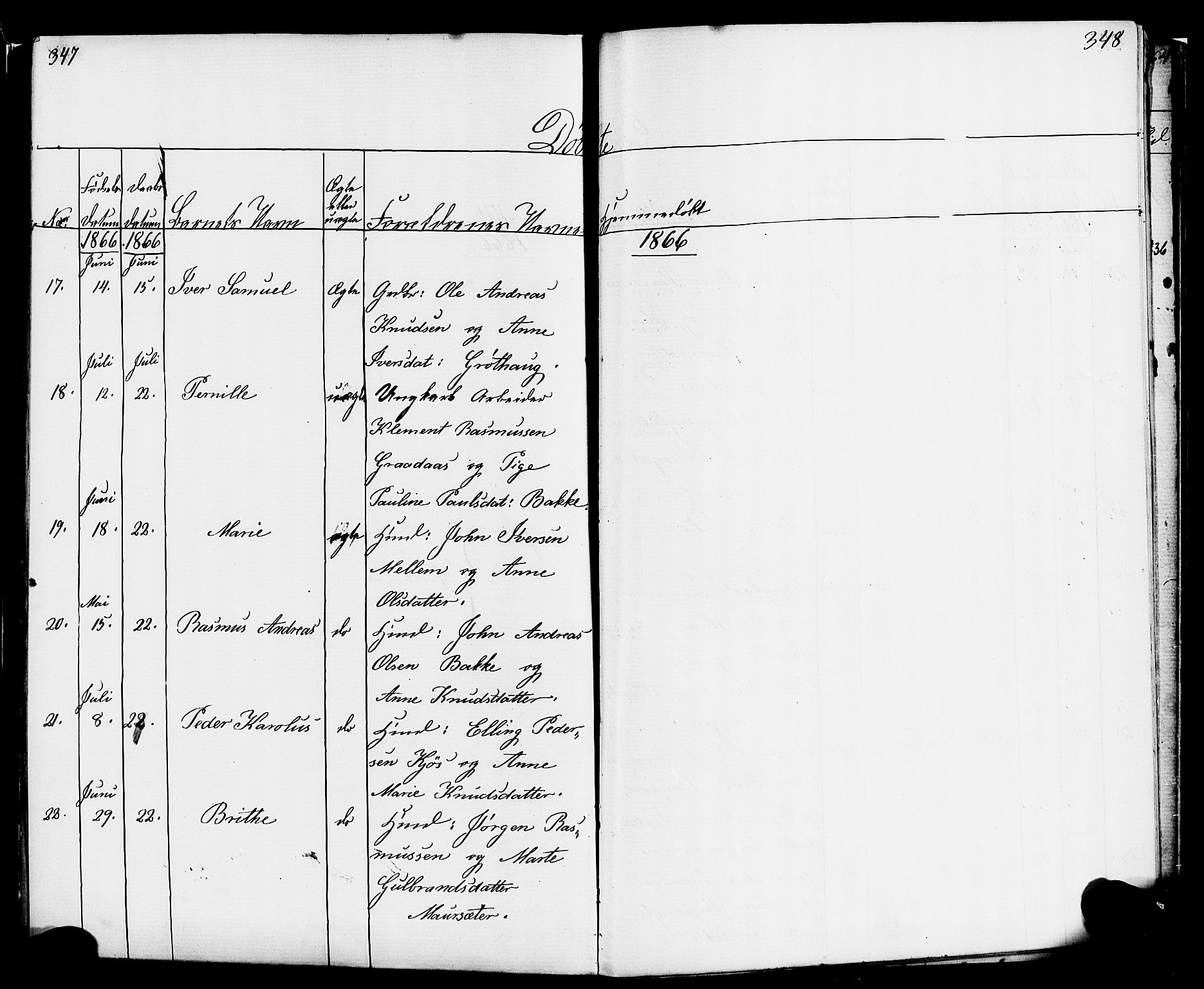 Hornindal sokneprestembete, AV/SAB-A-82401/H/Haa/Haaa/L0001: Parish register (official) no. A 1, 1837-1866, p. 348-349