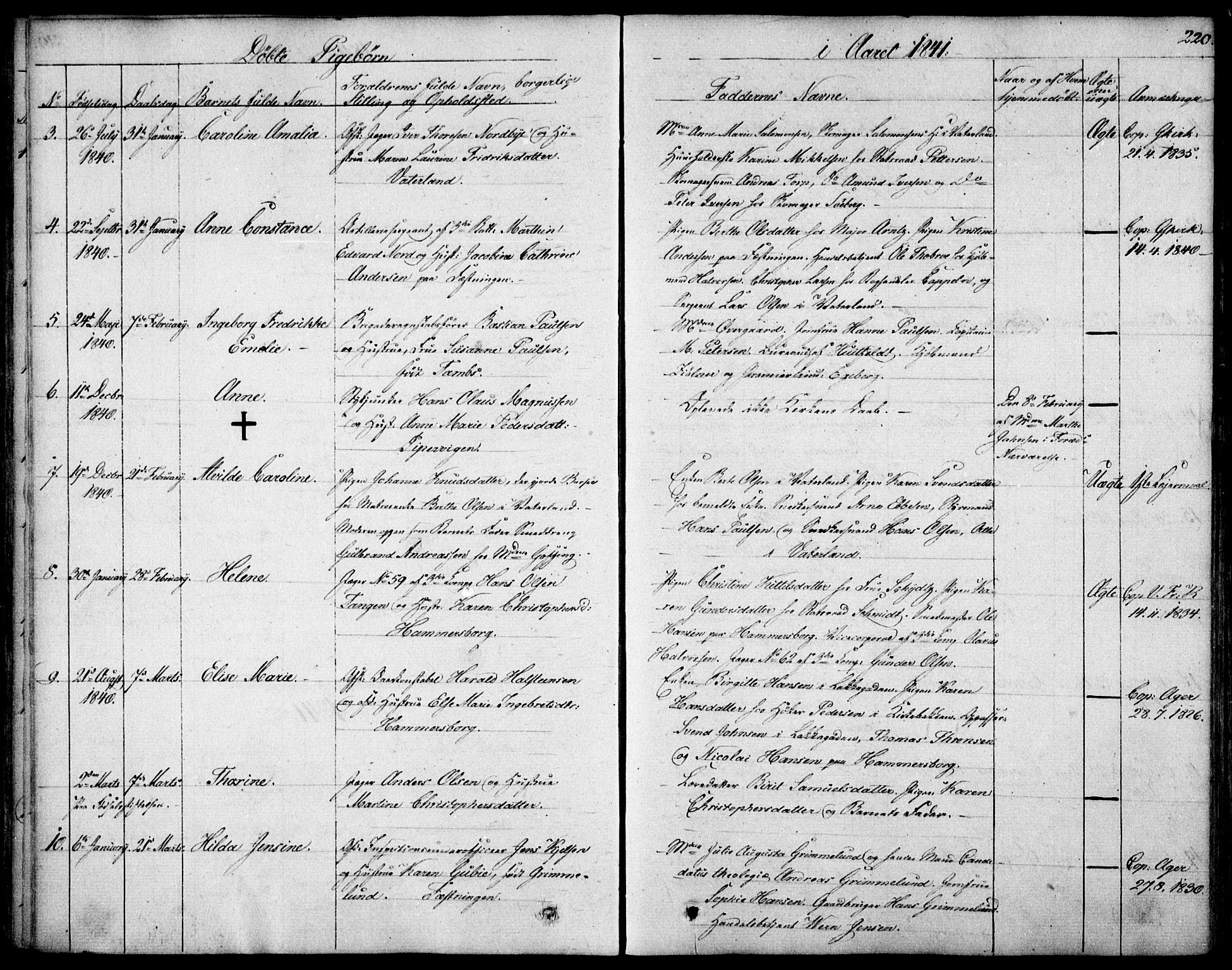 Garnisonsmenigheten Kirkebøker, SAO/A-10846/F/Fa/L0006: Parish register (official) no. 6, 1828-1841, p. 220