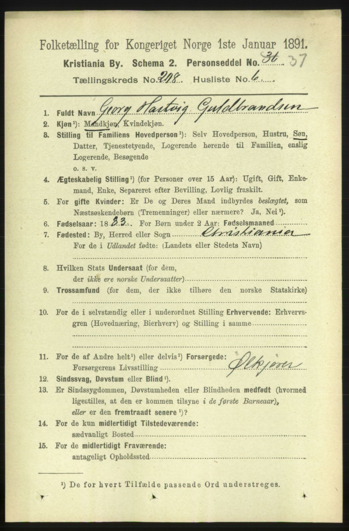 RA, 1891 census for 0301 Kristiania, 1891, p. 124985