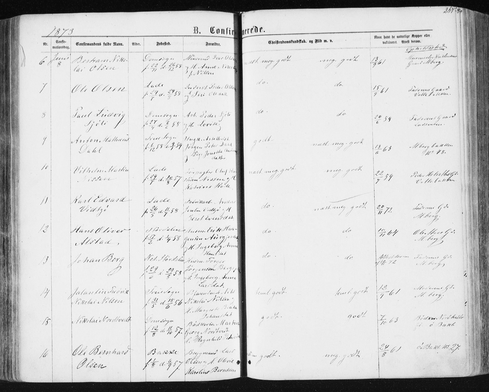 Ministerialprotokoller, klokkerbøker og fødselsregistre - Sør-Trøndelag, SAT/A-1456/604/L0186: Parish register (official) no. 604A07, 1866-1877, p. 267