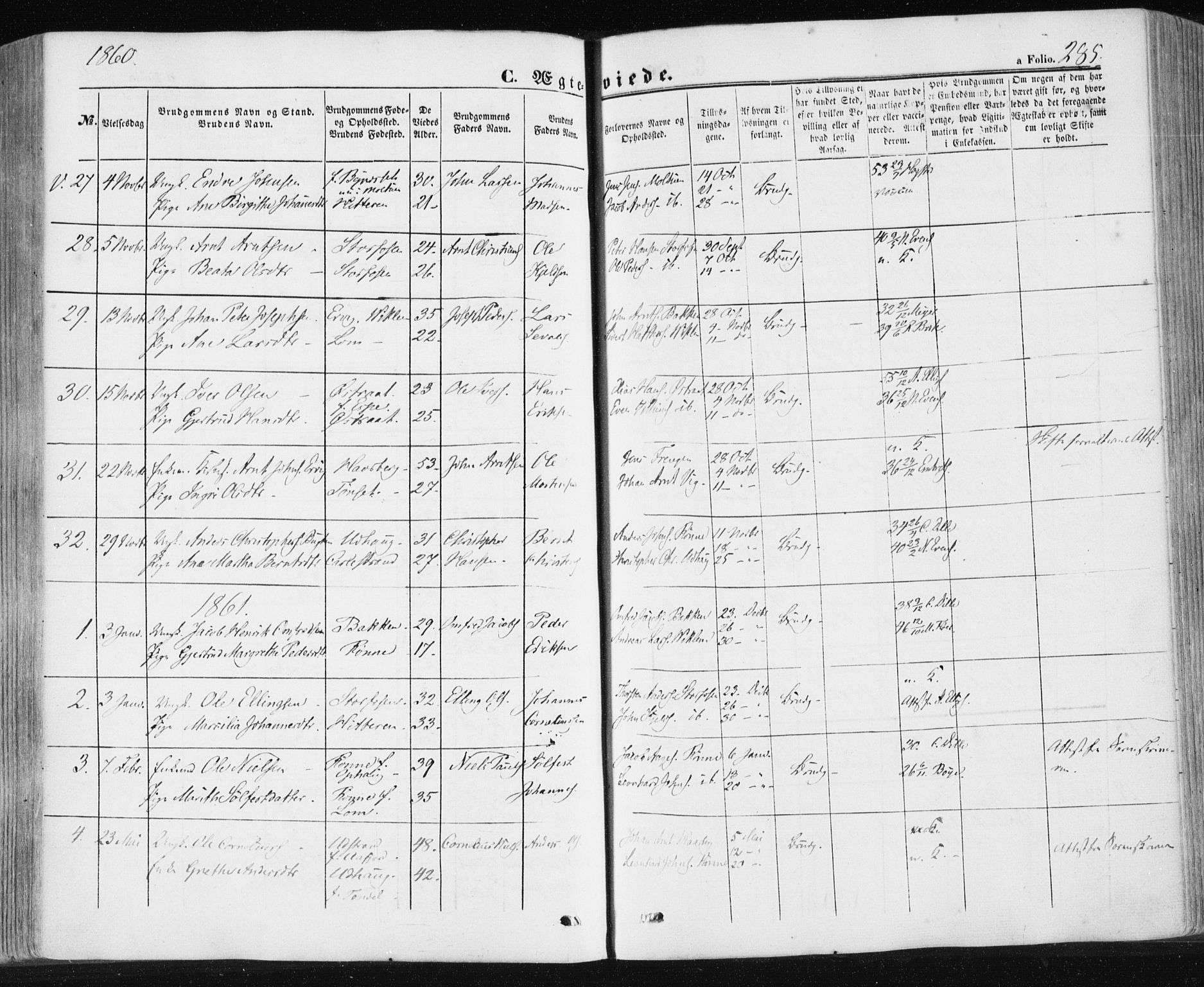 Ministerialprotokoller, klokkerbøker og fødselsregistre - Sør-Trøndelag, SAT/A-1456/659/L0737: Parish register (official) no. 659A07, 1857-1875, p. 285