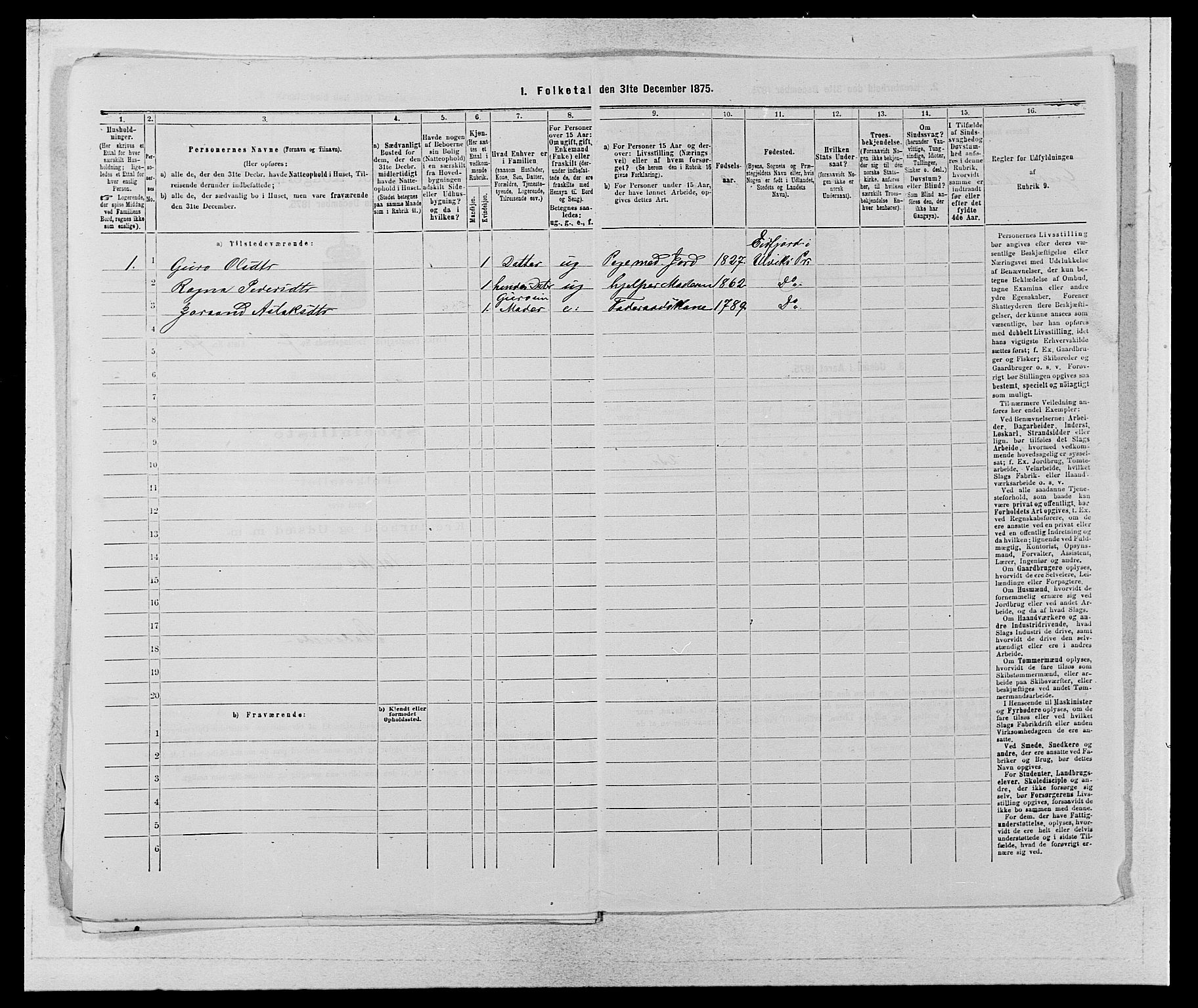 SAB, 1875 census for 1233P Ulvik, 1875, p. 1272