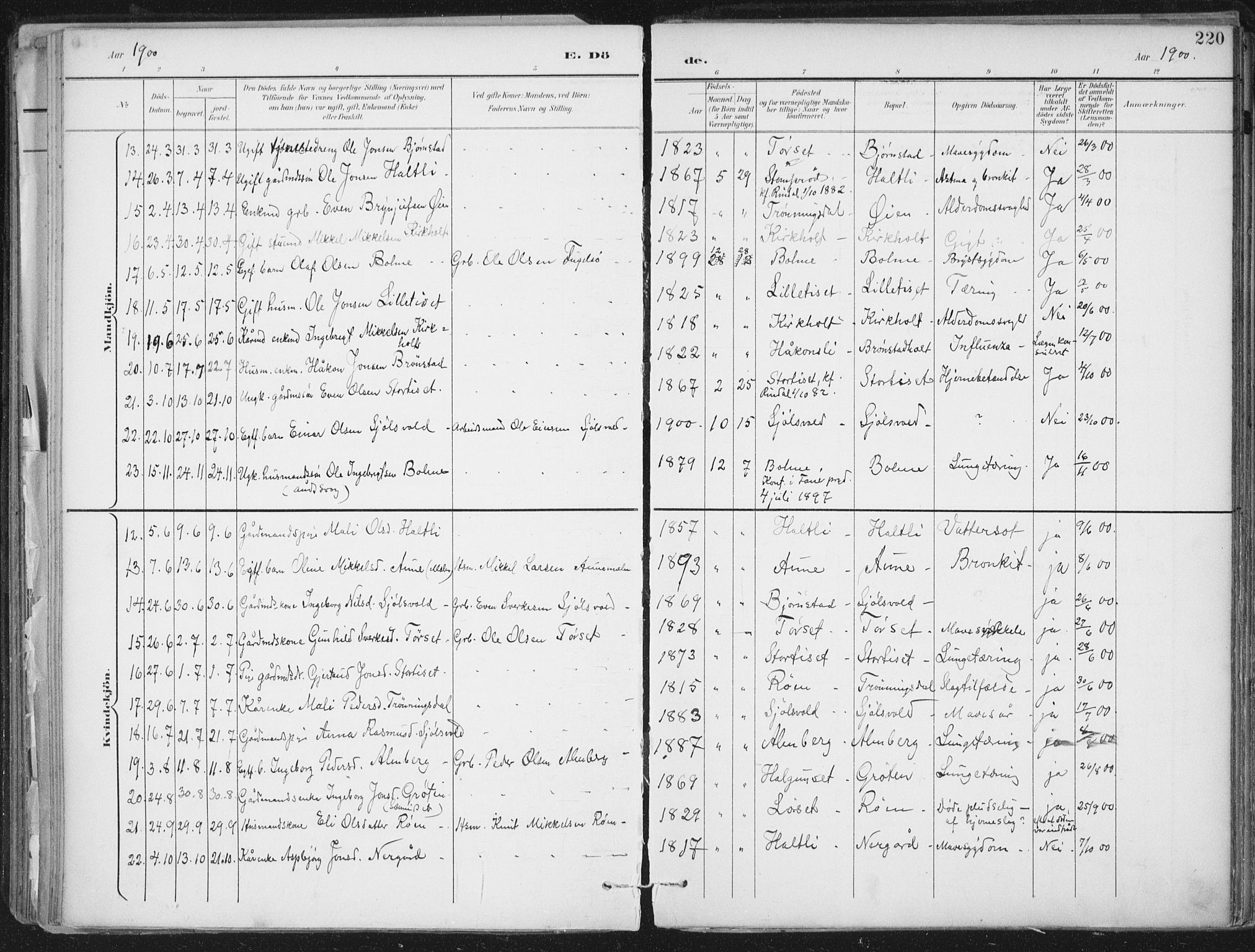 Ministerialprotokoller, klokkerbøker og fødselsregistre - Møre og Romsdal, AV/SAT-A-1454/598/L1072: Parish register (official) no. 598A06, 1896-1910, p. 220