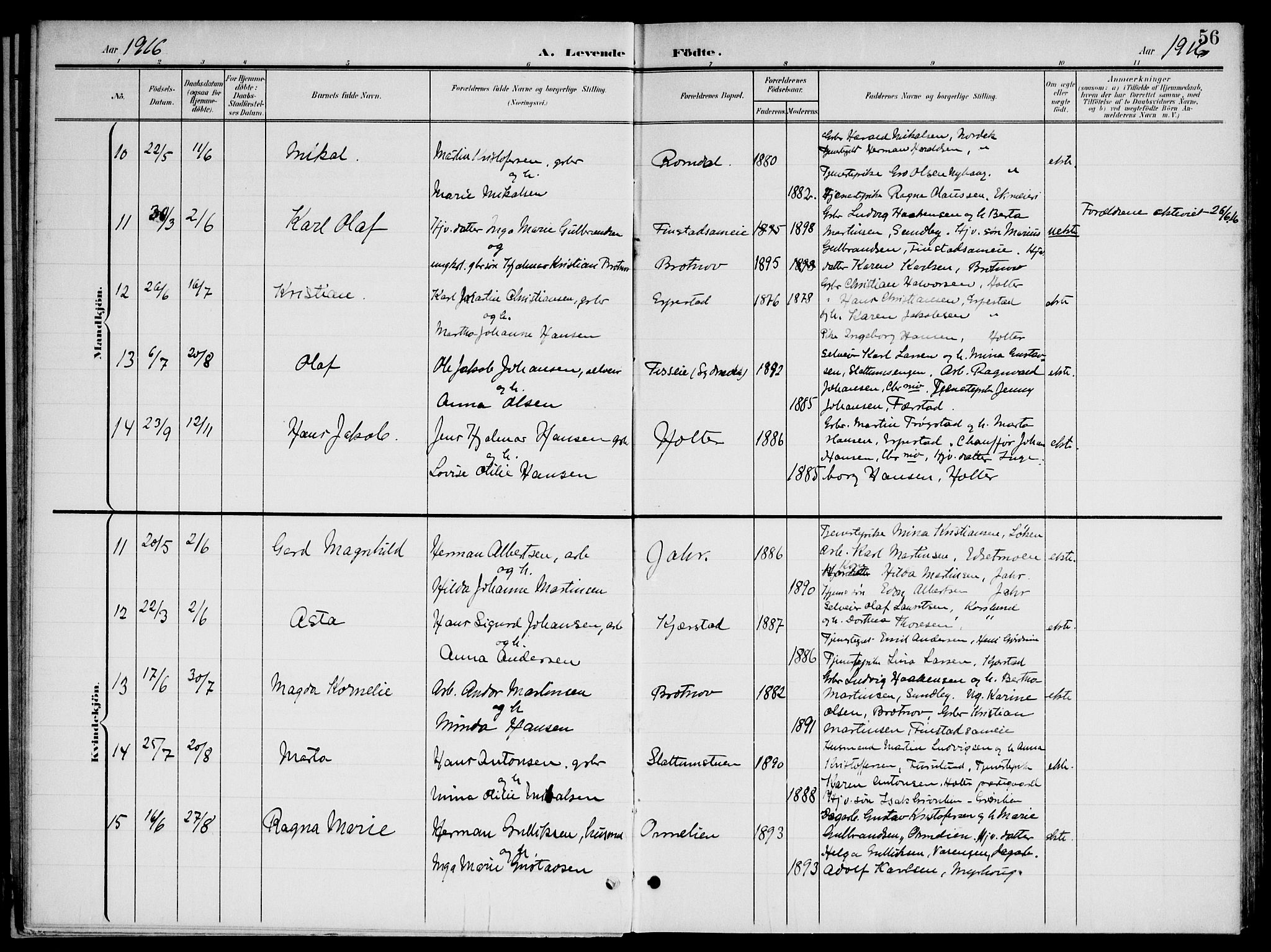 Nannestad prestekontor Kirkebøker, AV/SAO-A-10414a/G/Gb/L0001: Parish register (copy) no. II 1, 1901-1917, p. 56