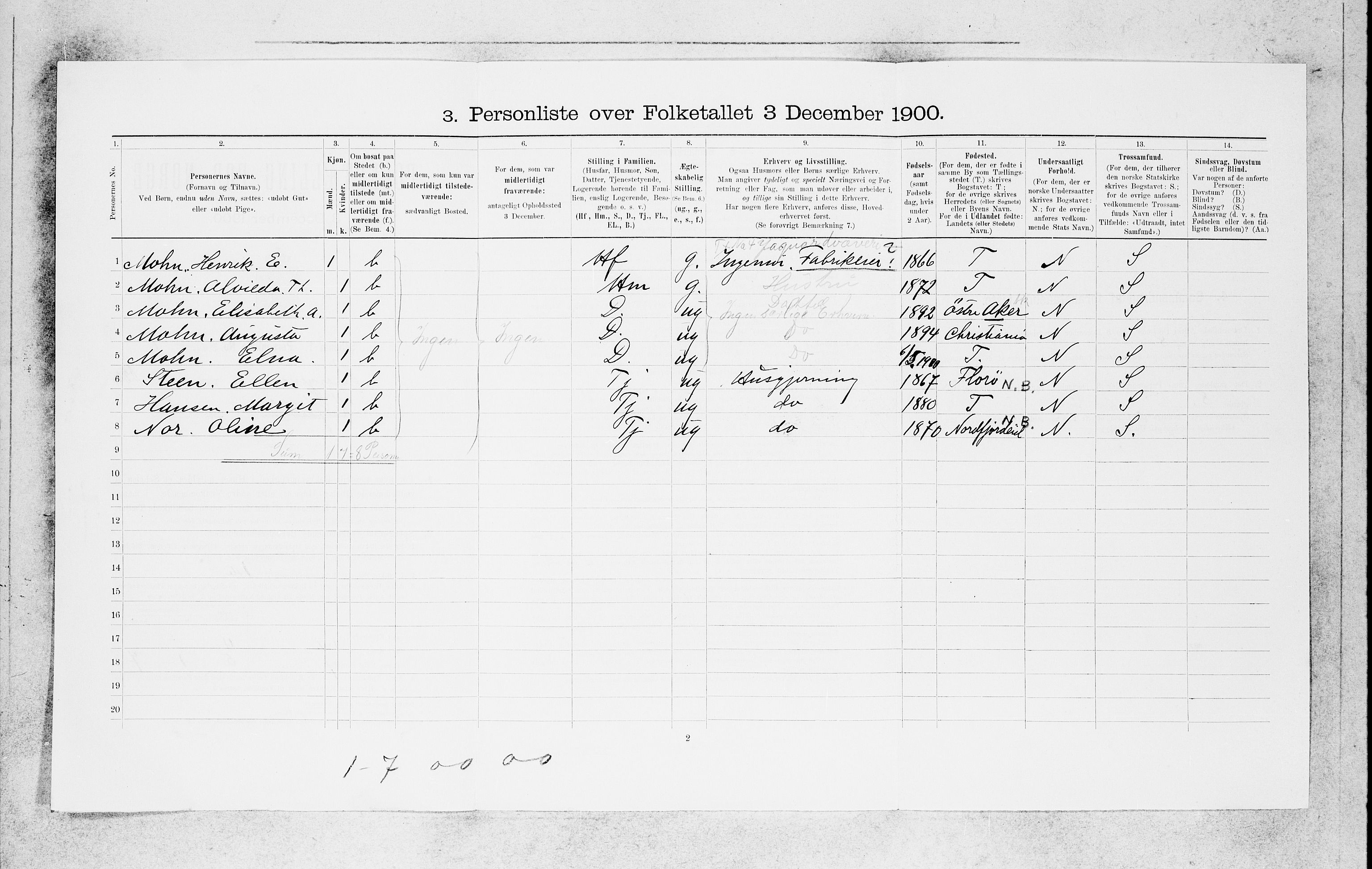 SAB, 1900 census for Bergen, 1900, p. 25882