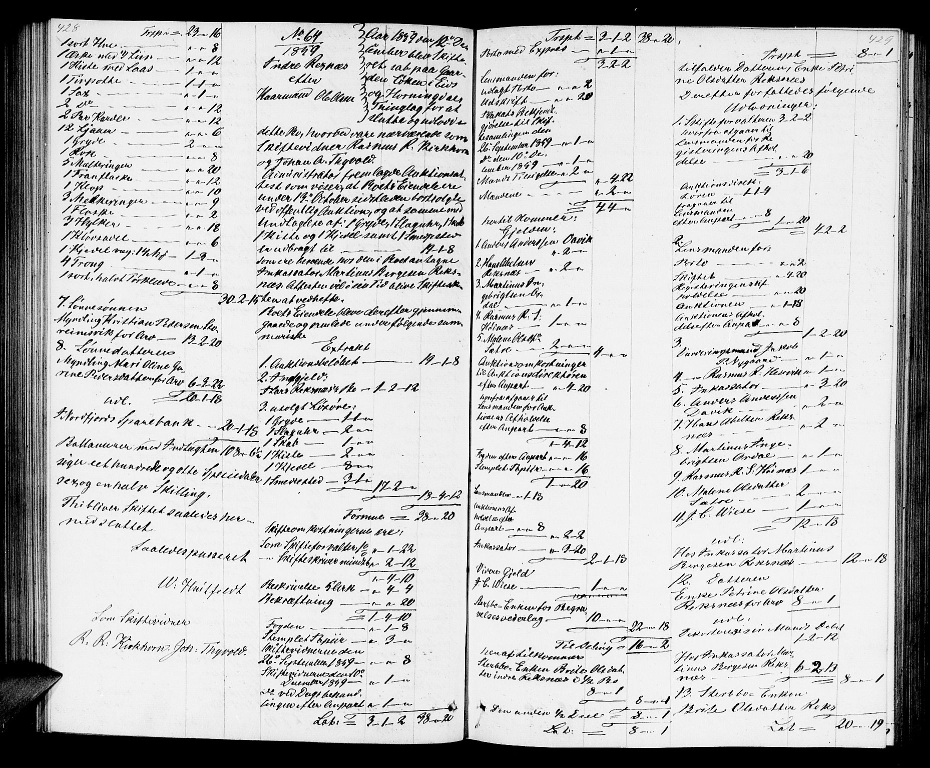 Nordfjord sorenskriveri, AV/SAB-A-2801/1/04/04d/L0002: Skifteutlodningsprotokoll, 1857-1862, p. 428-429
