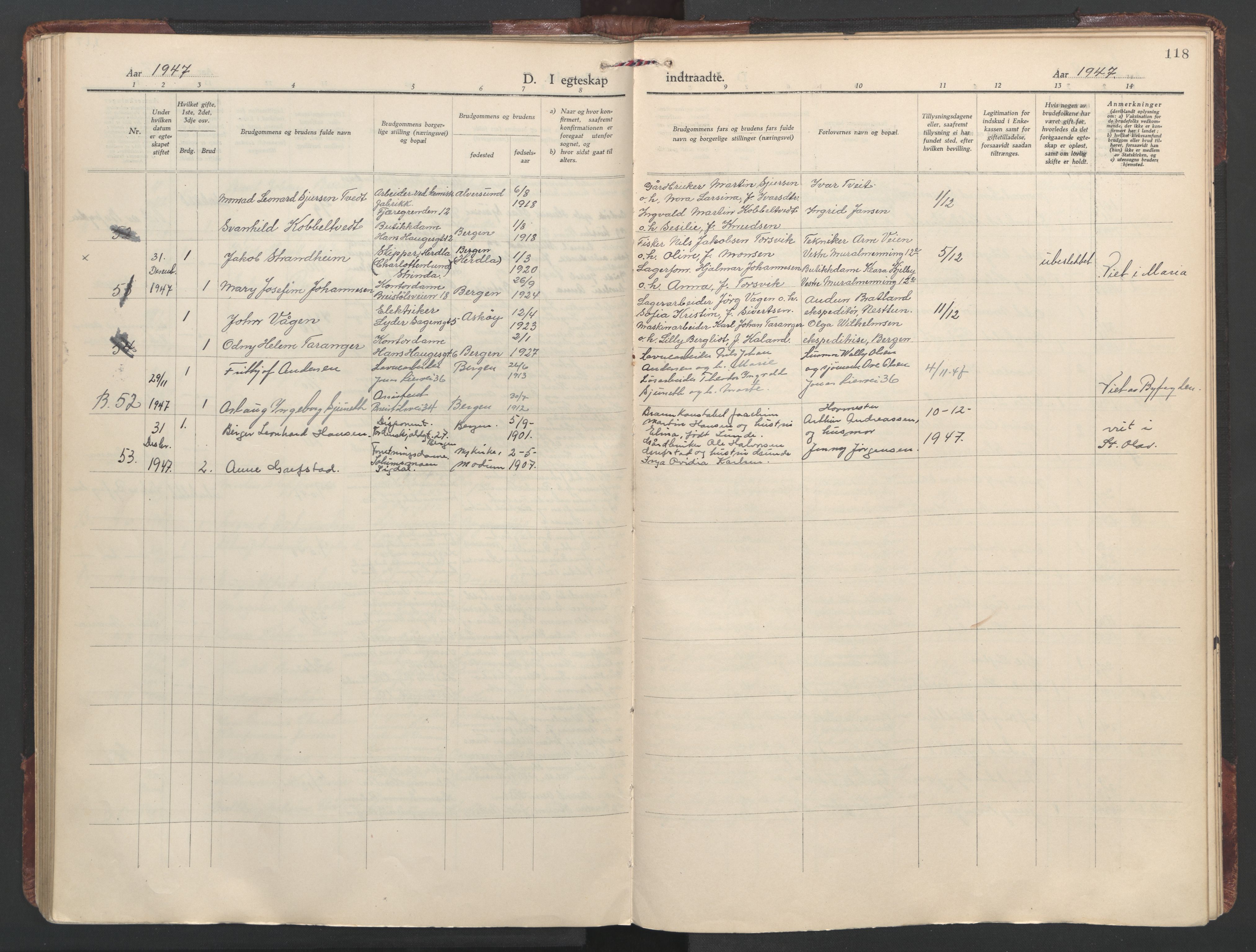 St. Olavs Sokneprestembete, SAB/A-78101/H/Haa: Parish register (official) no. C 1, 1928-1954, p. 118