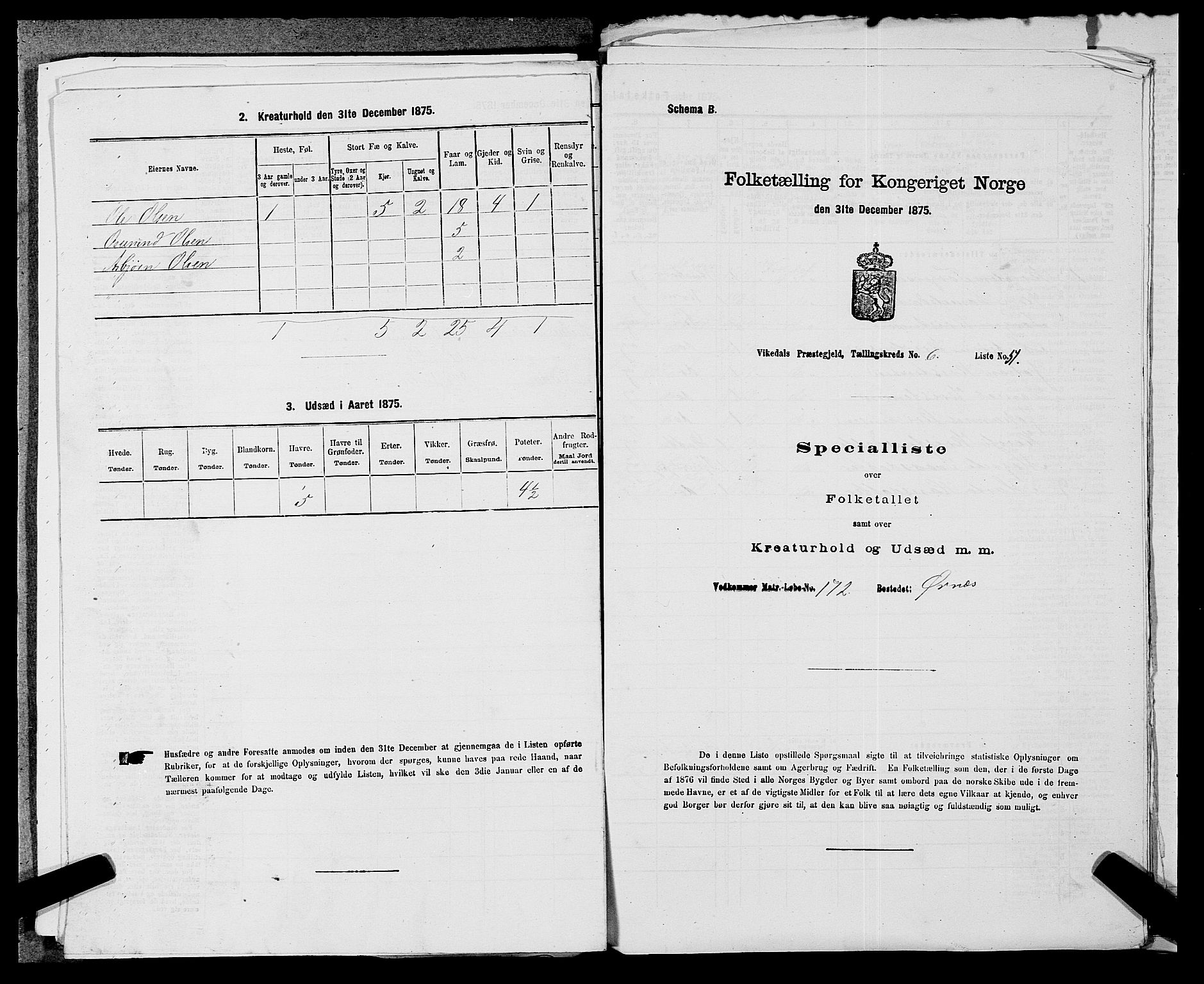 SAST, 1875 census for 1157P Vikedal, 1875, p. 759