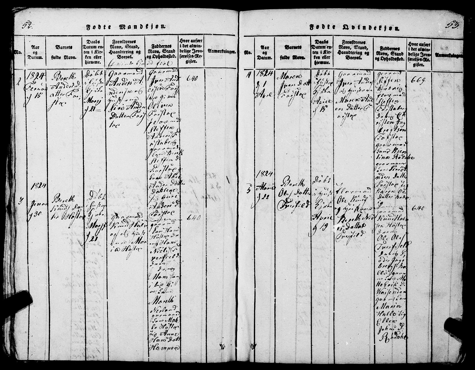 Ministerialprotokoller, klokkerbøker og fødselsregistre - Møre og Romsdal, AV/SAT-A-1454/567/L0781: Parish register (copy) no. 567C01, 1818-1845, p. 52-53