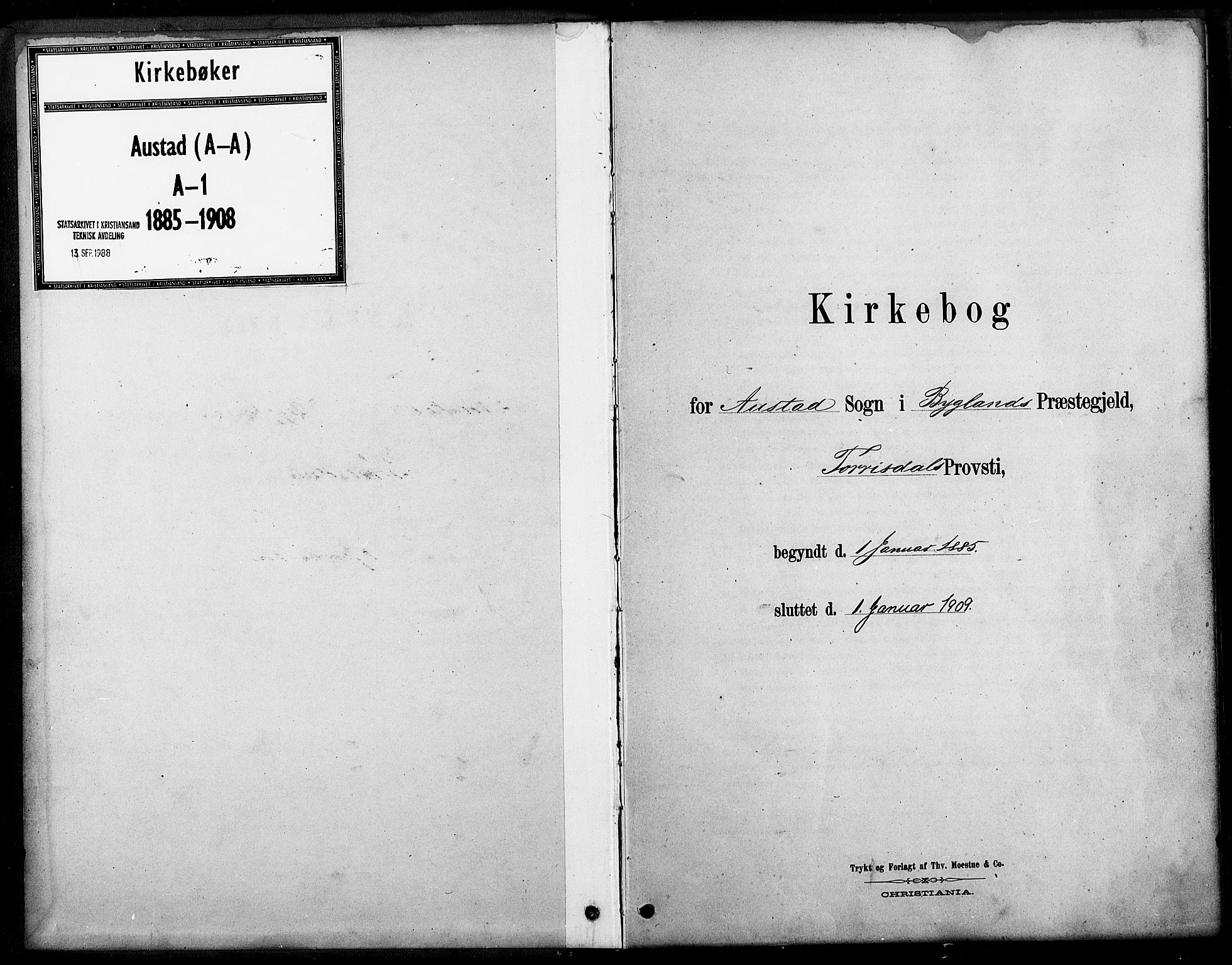 Bygland sokneprestkontor, SAK/1111-0006/F/Fa/Faa/L0001: Parish register (official) no. A 1, 1885-1908
