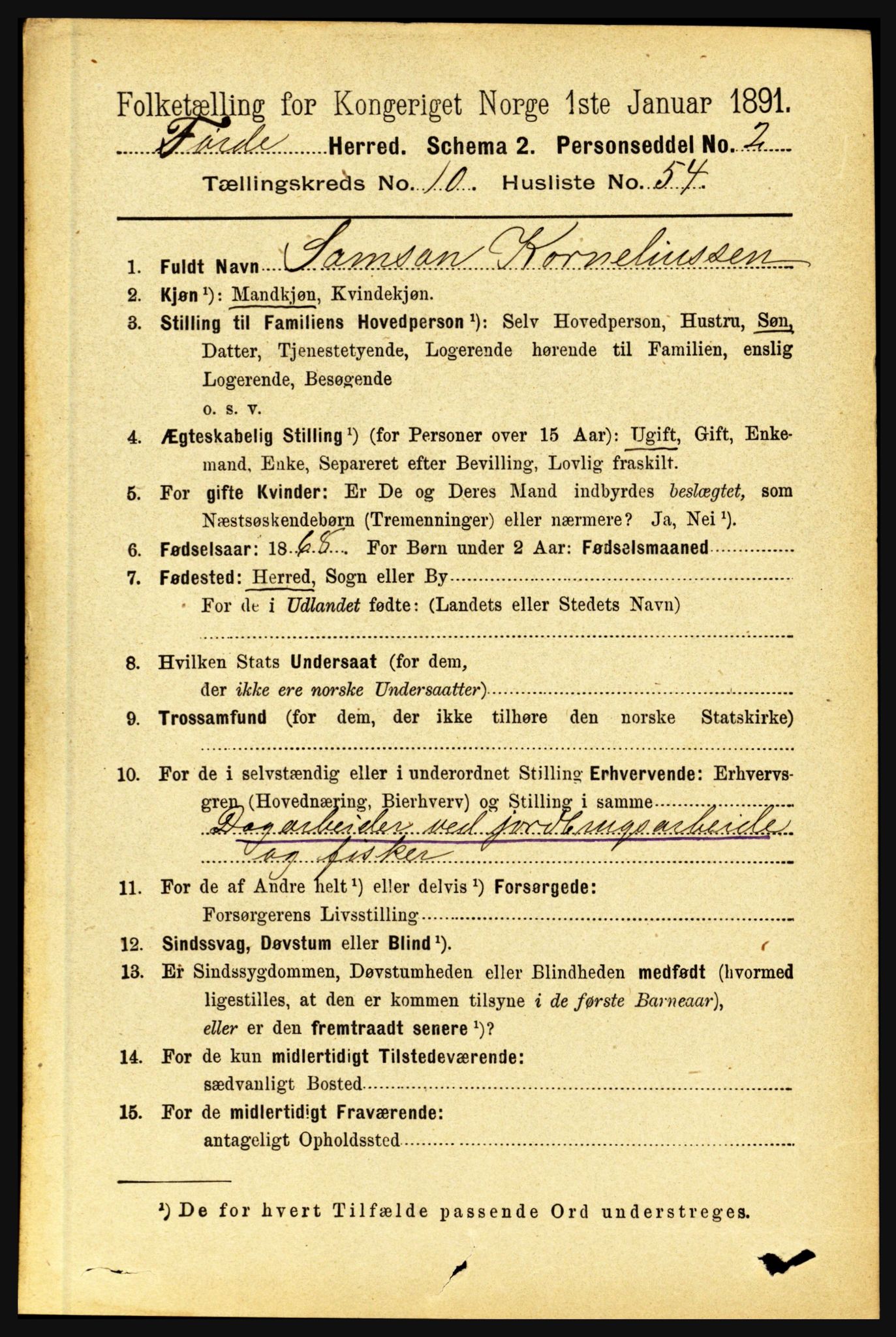 RA, 1891 census for 1432 Førde, 1891, p. 3961