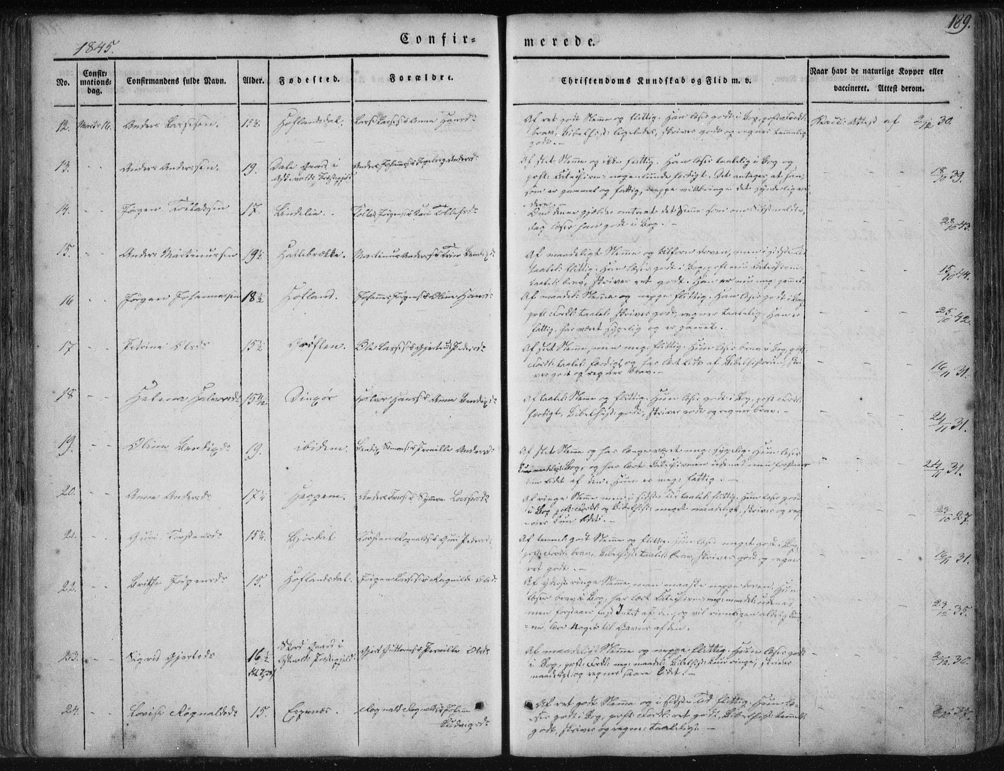 Fjaler sokneprestembete, AV/SAB-A-79801/H/Haa/Haaa/L0006: Parish register (official) no. A 6, 1835-1884, p. 189