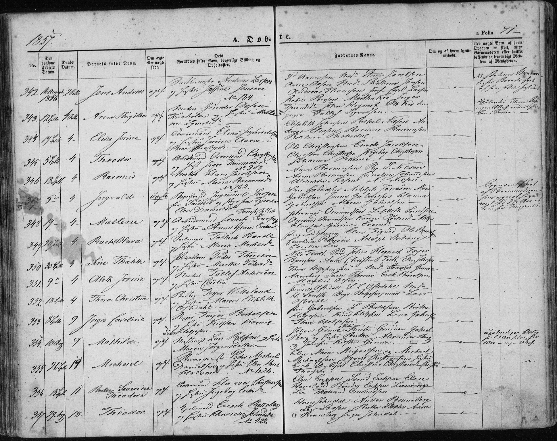 Domkirken sokneprestkontor, SAST/A-101812/001/30/30BA/L0017: Parish register (official) no. A 16, 1855-1867, p. 71