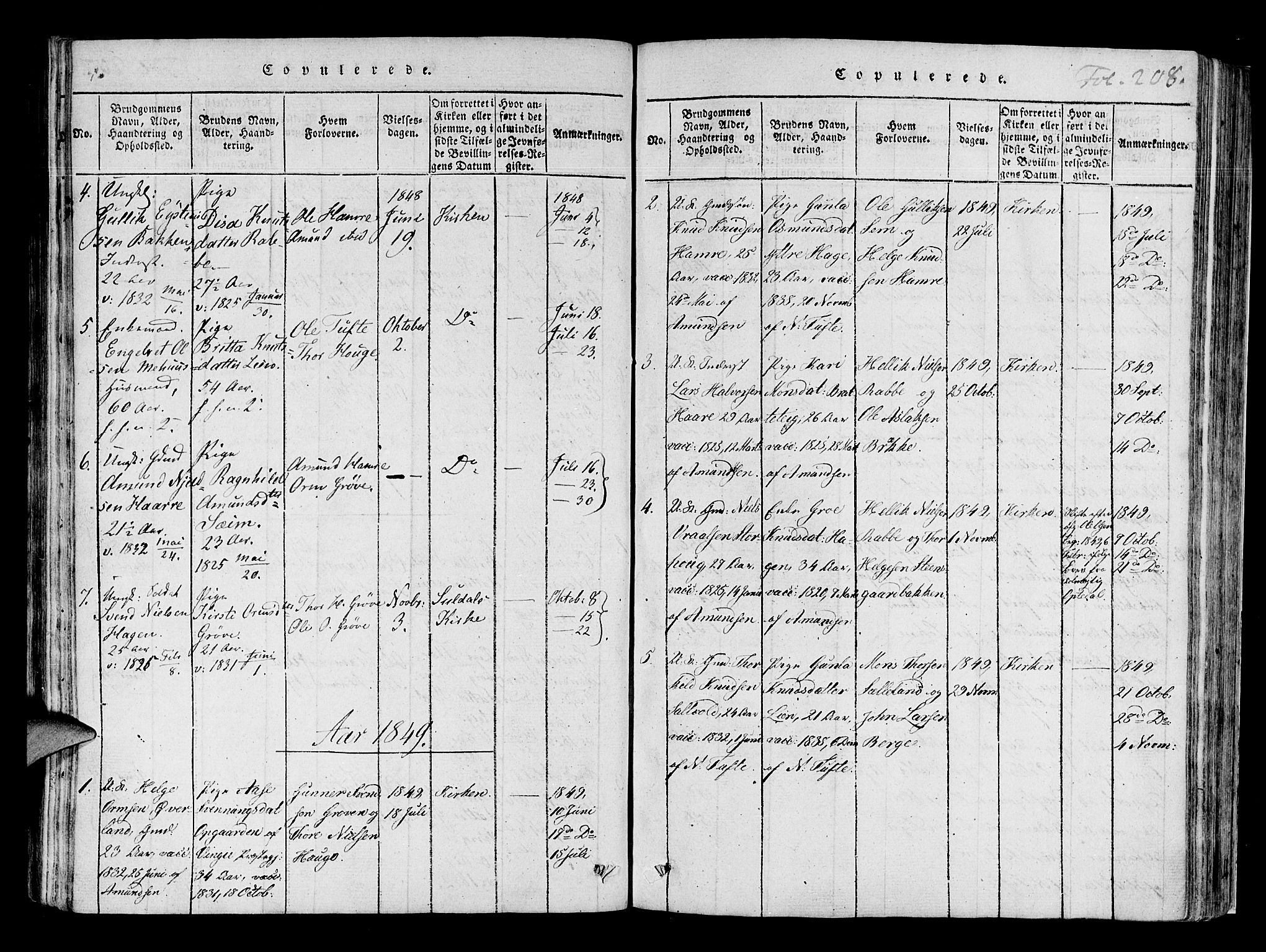 Røldal sokneprestembete, SAB/A-100247: Parish register (official) no. A 2, 1817-1856, p. 208