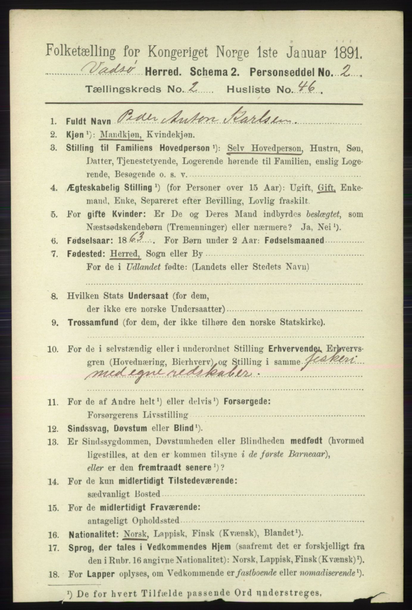 RA, 1891 census for 2029 Vadsø, 1891, p. 752