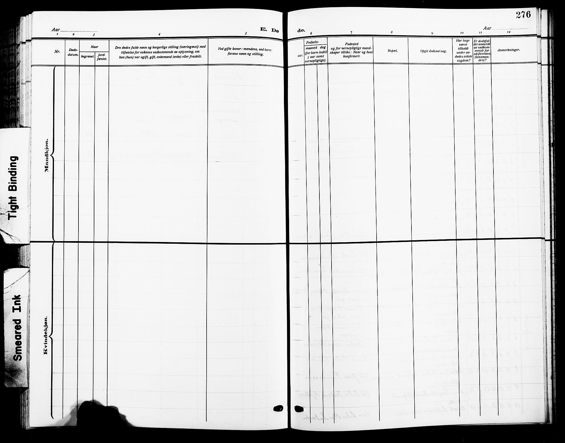 Ministerialprotokoller, klokkerbøker og fødselsregistre - Nordland, AV/SAT-A-1459/805/L0110: Parish register (copy) no. 805C06, 1909-1924, p. 276