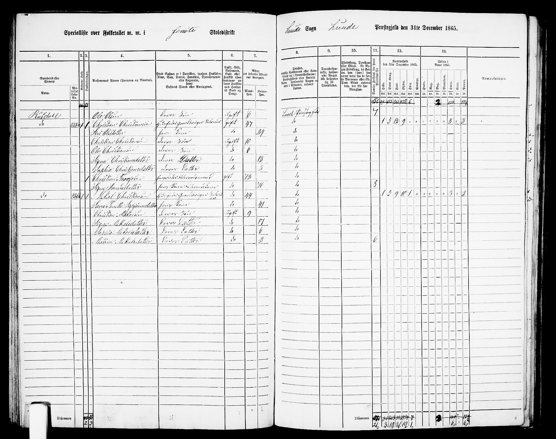 RA, 1865 census for Lund, 1865, p. 70