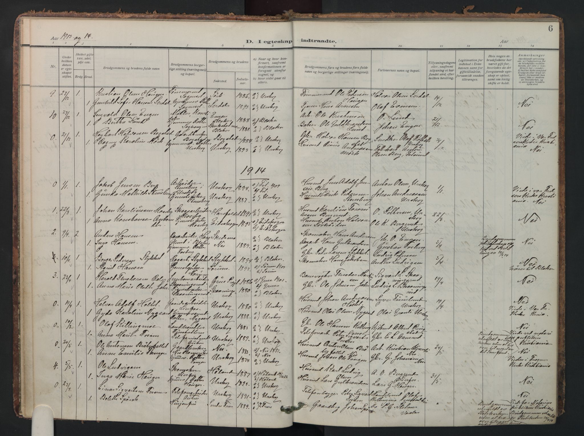 Aurskog prestekontor Kirkebøker, SAO/A-10304a/F/Fa/L0016: Parish register (official) no. I 16, 1910-1934, p. 6