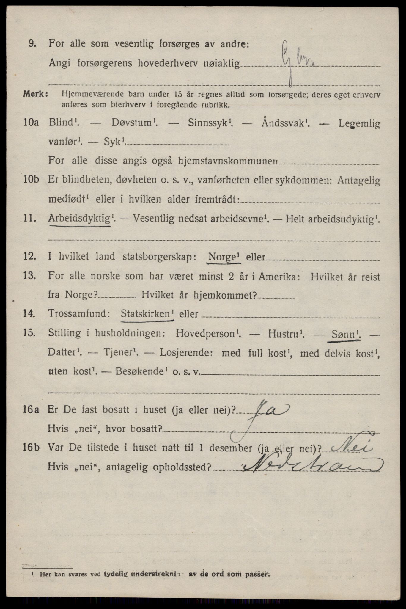 SAST, 1920 census for Jelsa, 1920, p. 3317