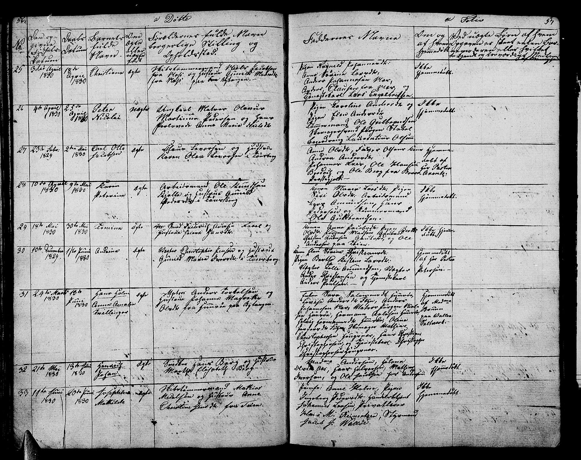 Tønsberg kirkebøker, AV/SAKO-A-330/G/Ga/L0002: Parish register (copy) no. 2, 1827-1854, p. 56-57