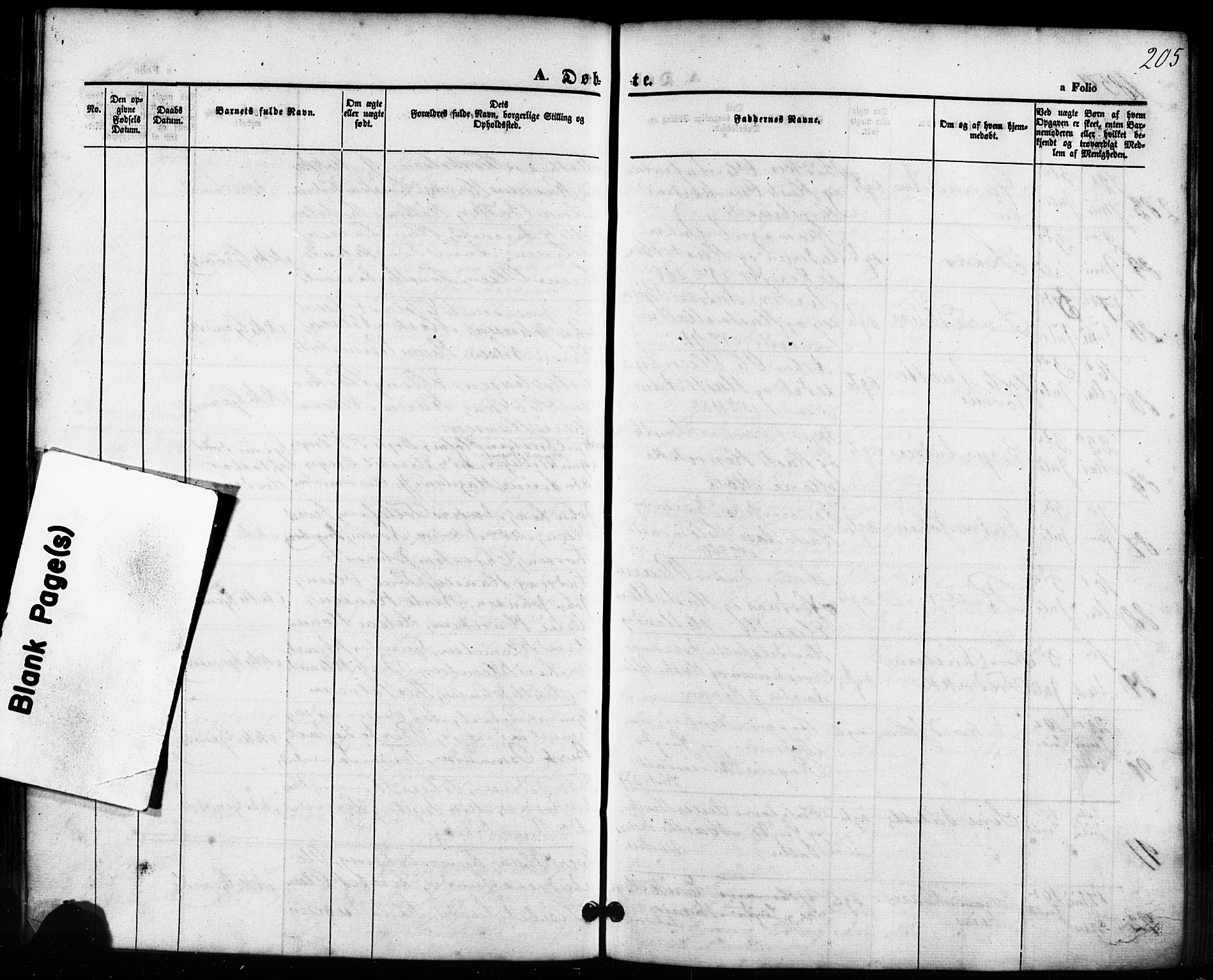 Domkirken sokneprestkontor, SAST/A-101812/001/30/30BB/L0010: Parish register (copy) no. B 10, 1855-1860, p. 205