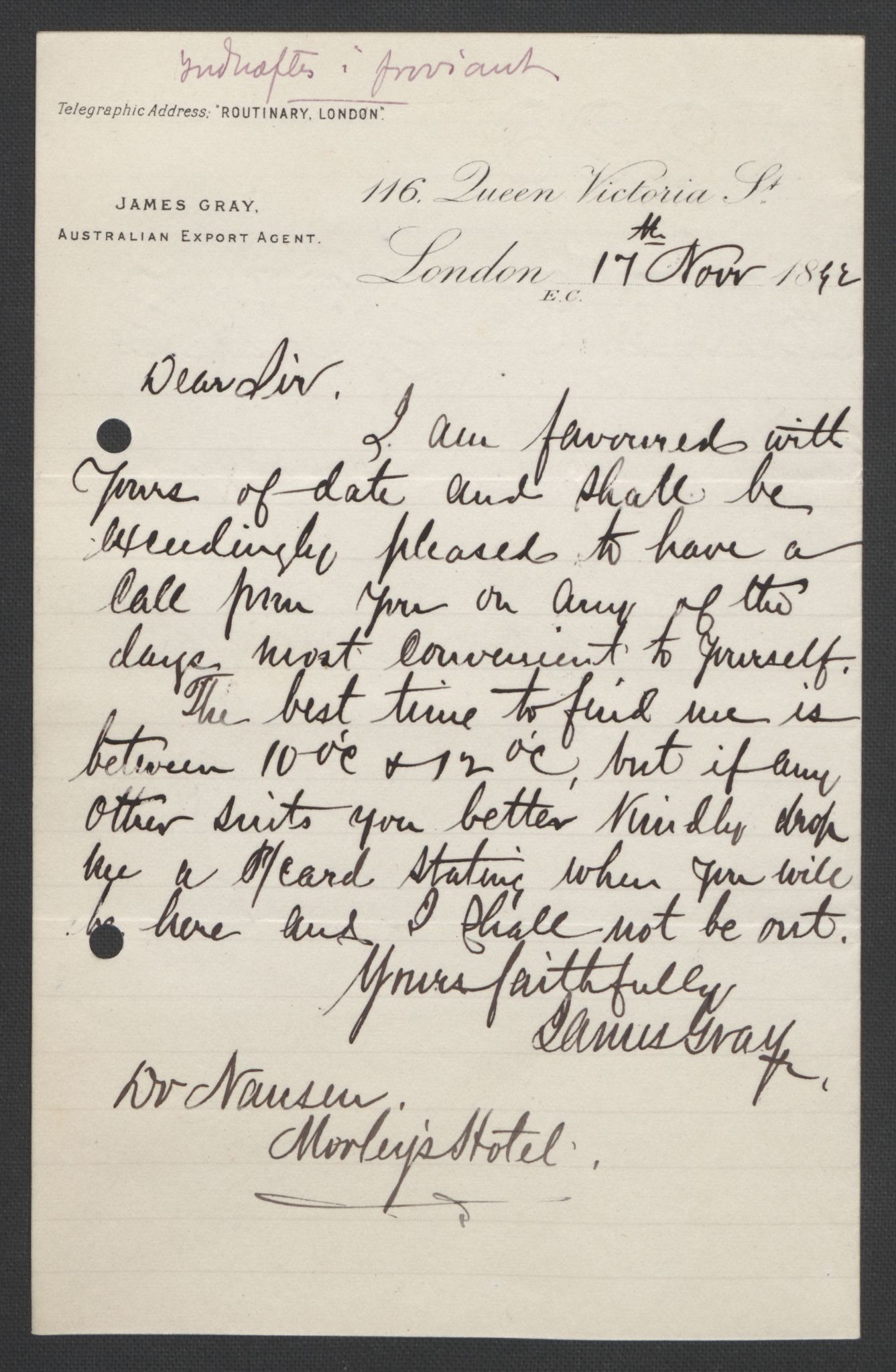 Arbeidskomitéen for Fridtjof Nansens polarekspedisjon, AV/RA-PA-0061/D/L0004: Innk. brev og telegrammer vedr. proviant og utrustning, 1892-1893, p. 193