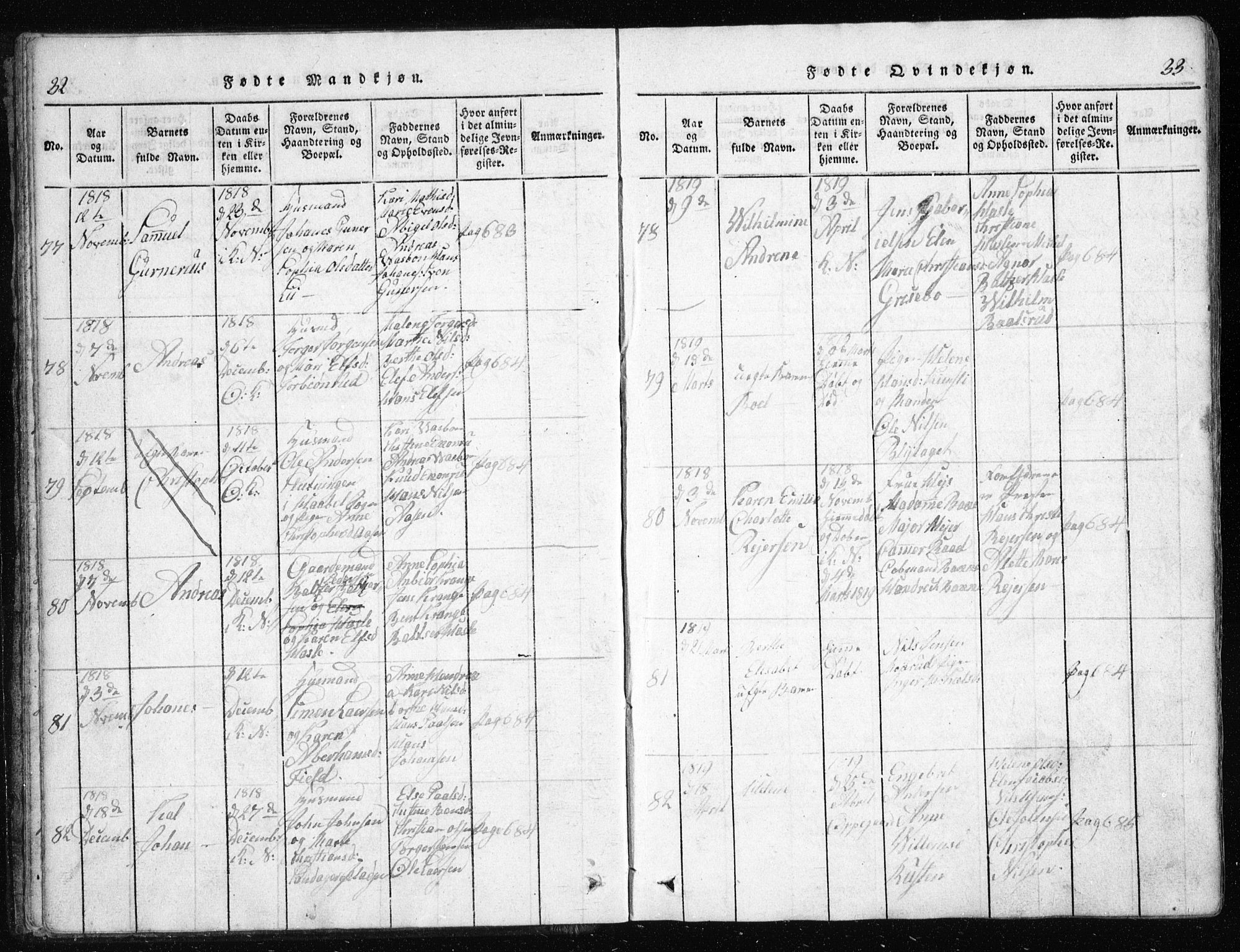 Nesodden prestekontor Kirkebøker, AV/SAO-A-10013/G/Ga/L0001: Parish register (copy) no. I 1, 1814-1847, p. 32-33