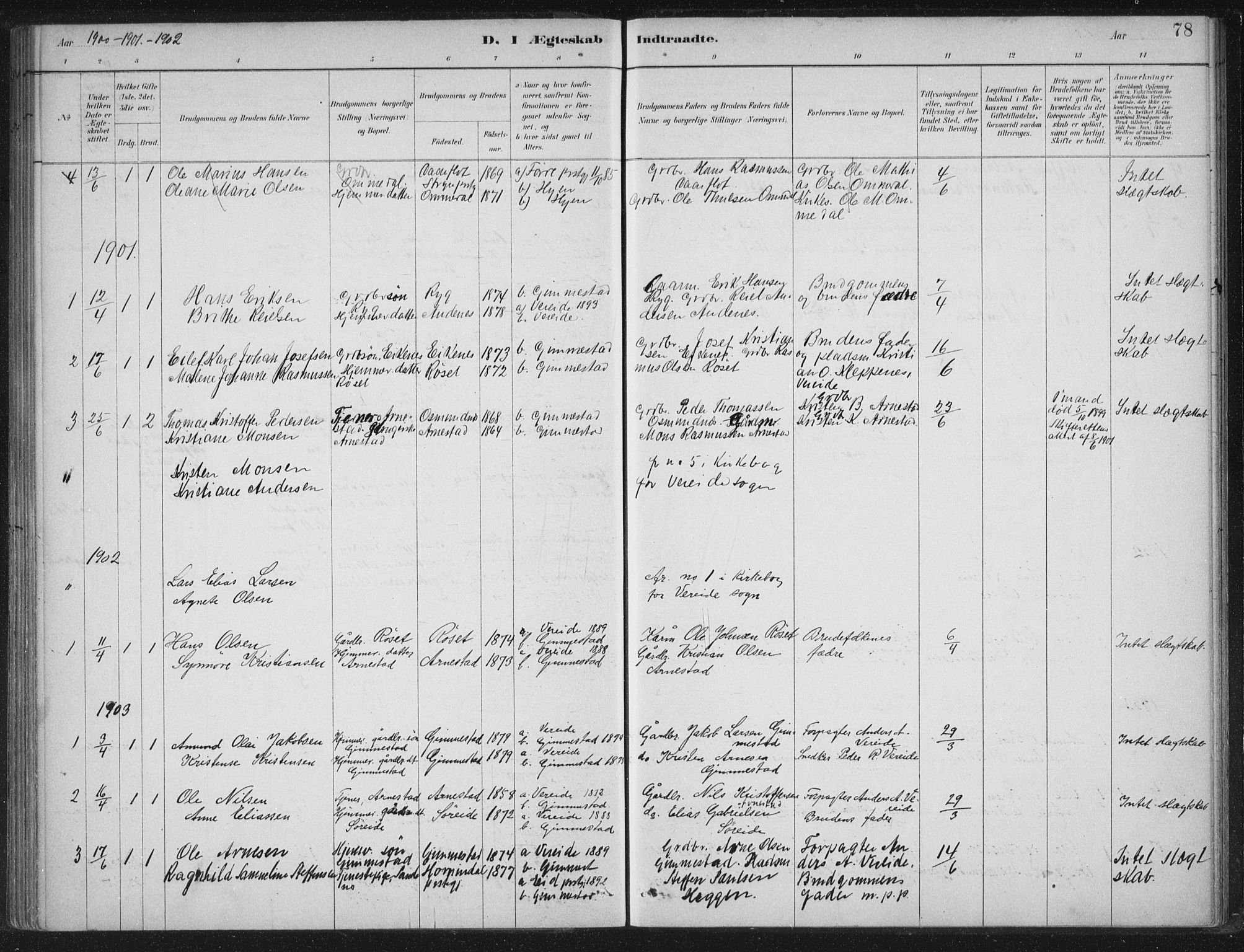 Gloppen sokneprestembete, SAB/A-80101/H/Haa/Haad/L0001: Parish register (official) no. D  1, 1885-1910, p. 78
