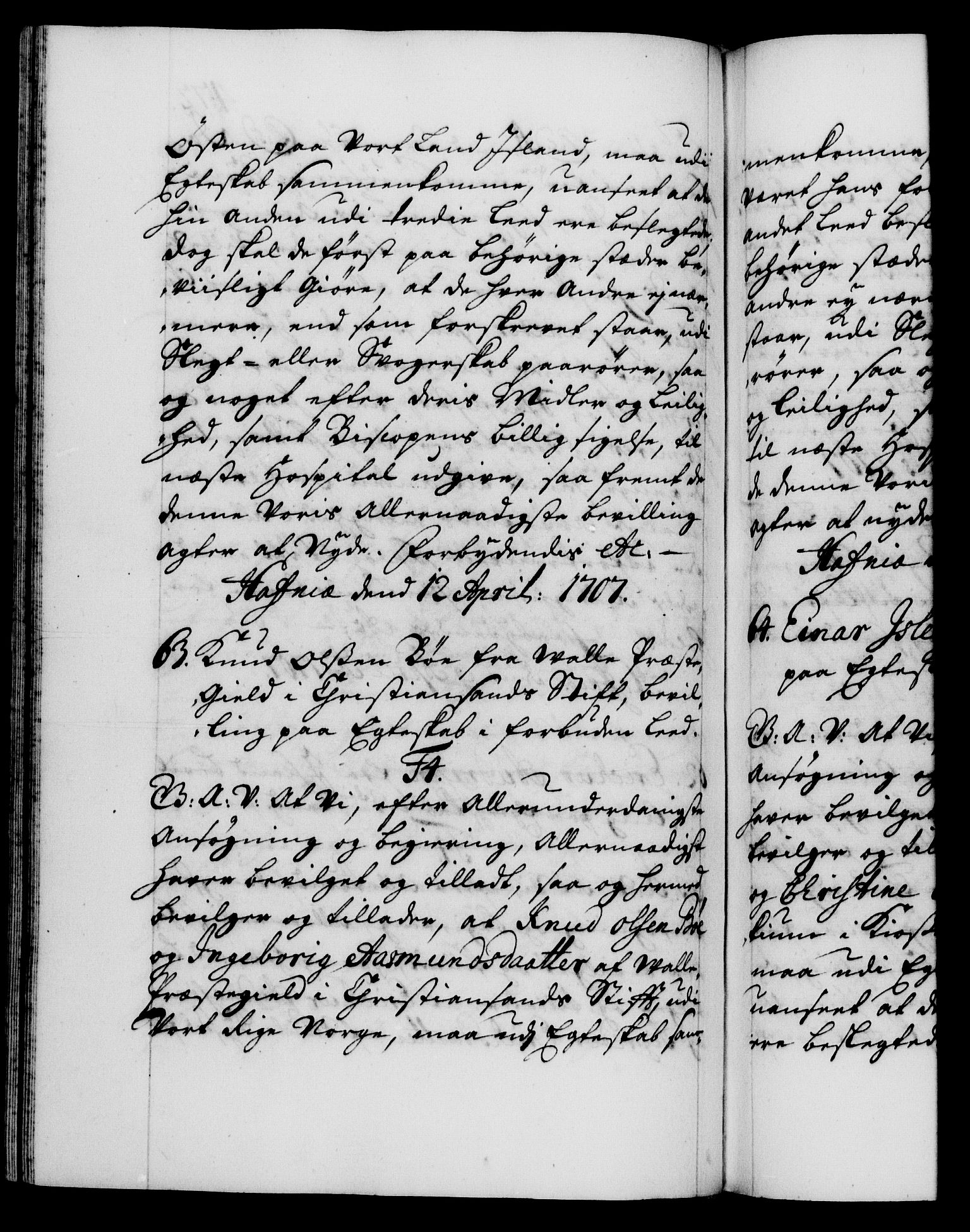 Danske Kanselli 1572-1799, AV/RA-EA-3023/F/Fc/Fca/Fcaa/L0019: Norske registre, 1704-1707, p. 472b