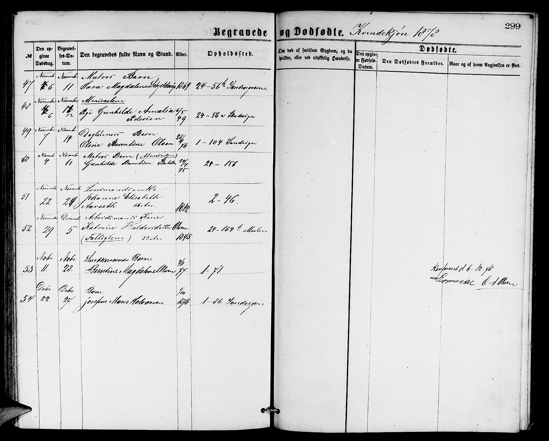 Sandviken Sokneprestembete, AV/SAB-A-77601/H/Hb: Parish register (copy) no. A 1, 1867-1879, p. 299