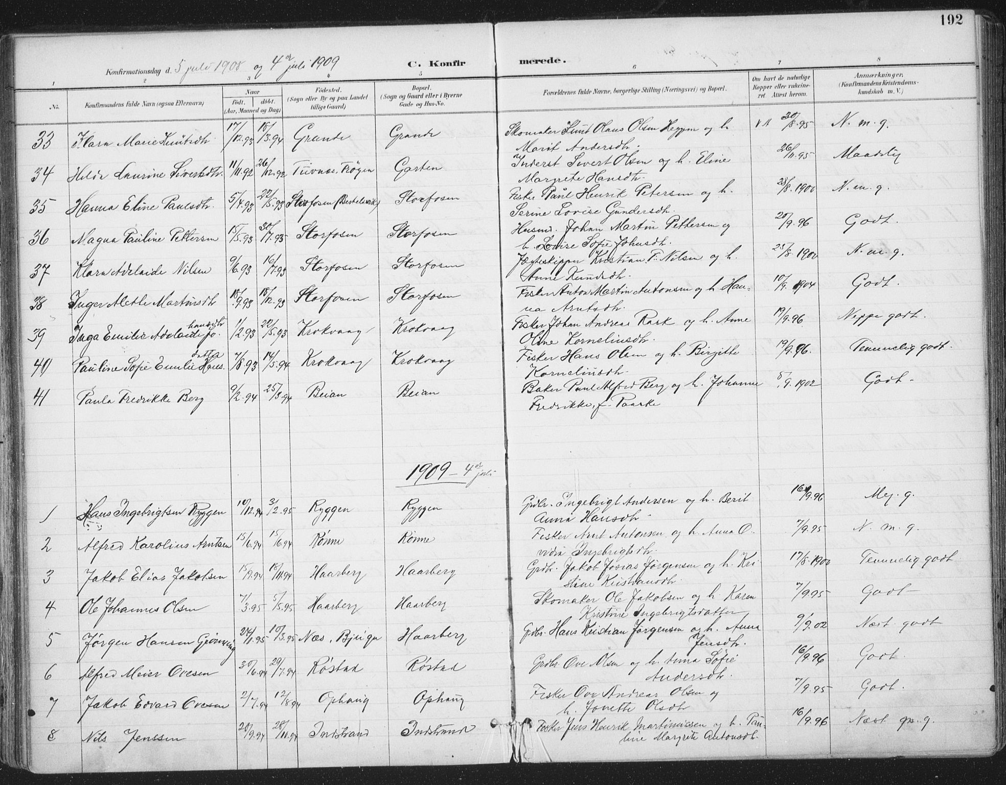 Ministerialprotokoller, klokkerbøker og fødselsregistre - Sør-Trøndelag, SAT/A-1456/659/L0743: Parish register (official) no. 659A13, 1893-1910, p. 192