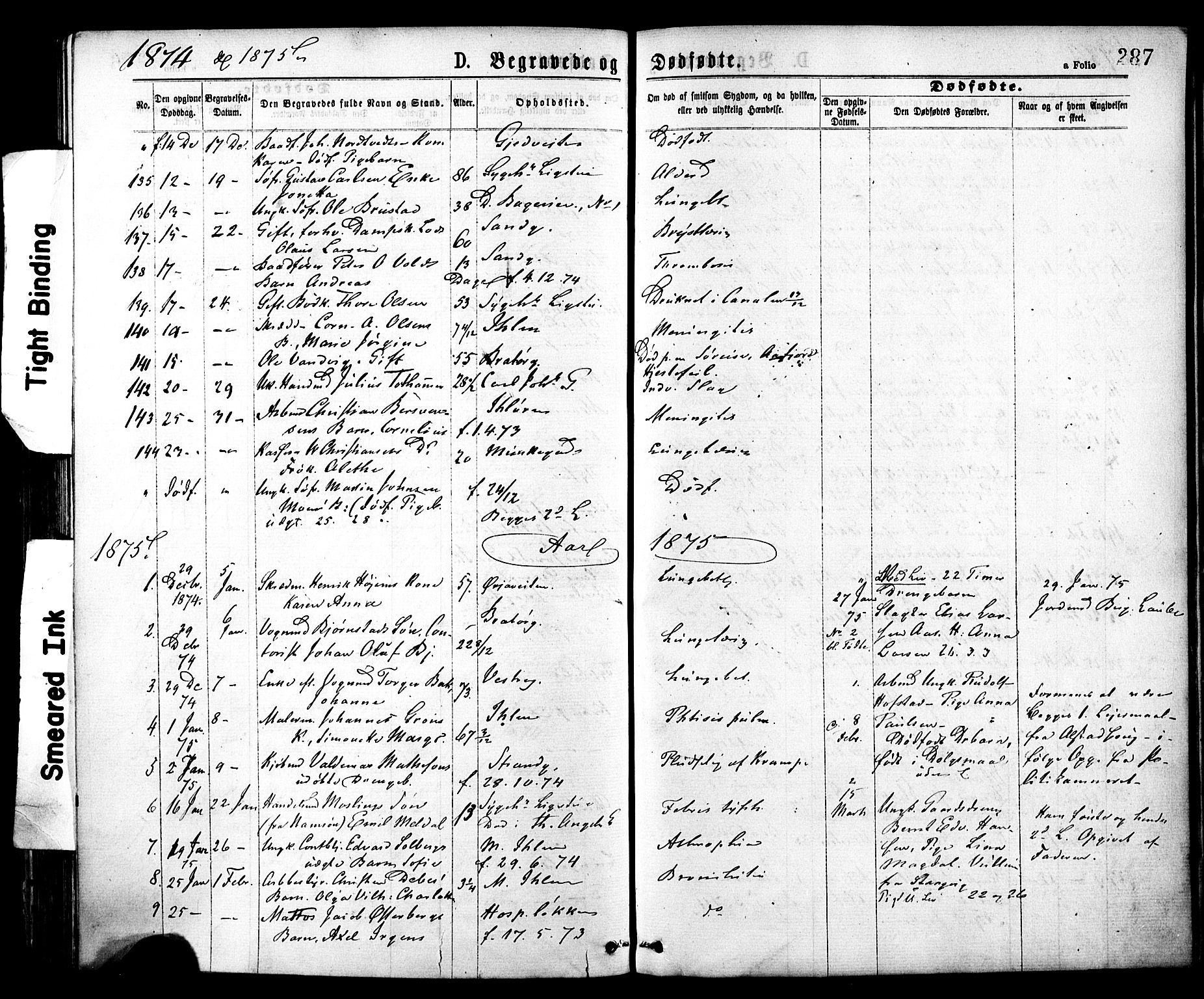 Ministerialprotokoller, klokkerbøker og fødselsregistre - Sør-Trøndelag, AV/SAT-A-1456/602/L0118: Parish register (official) no. 602A16, 1873-1879, p. 287