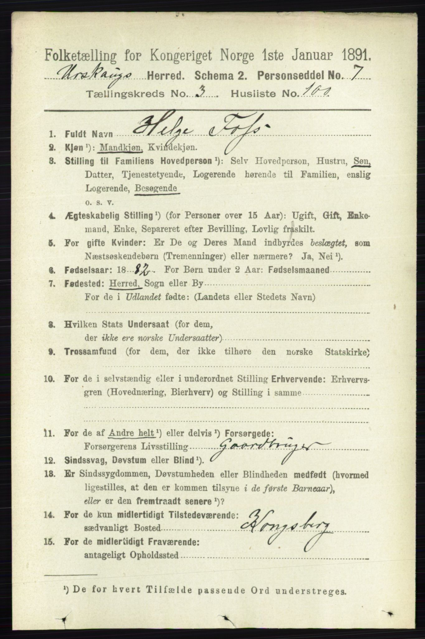 RA, 1891 census for 0224 Aurskog, 1891, p. 1114