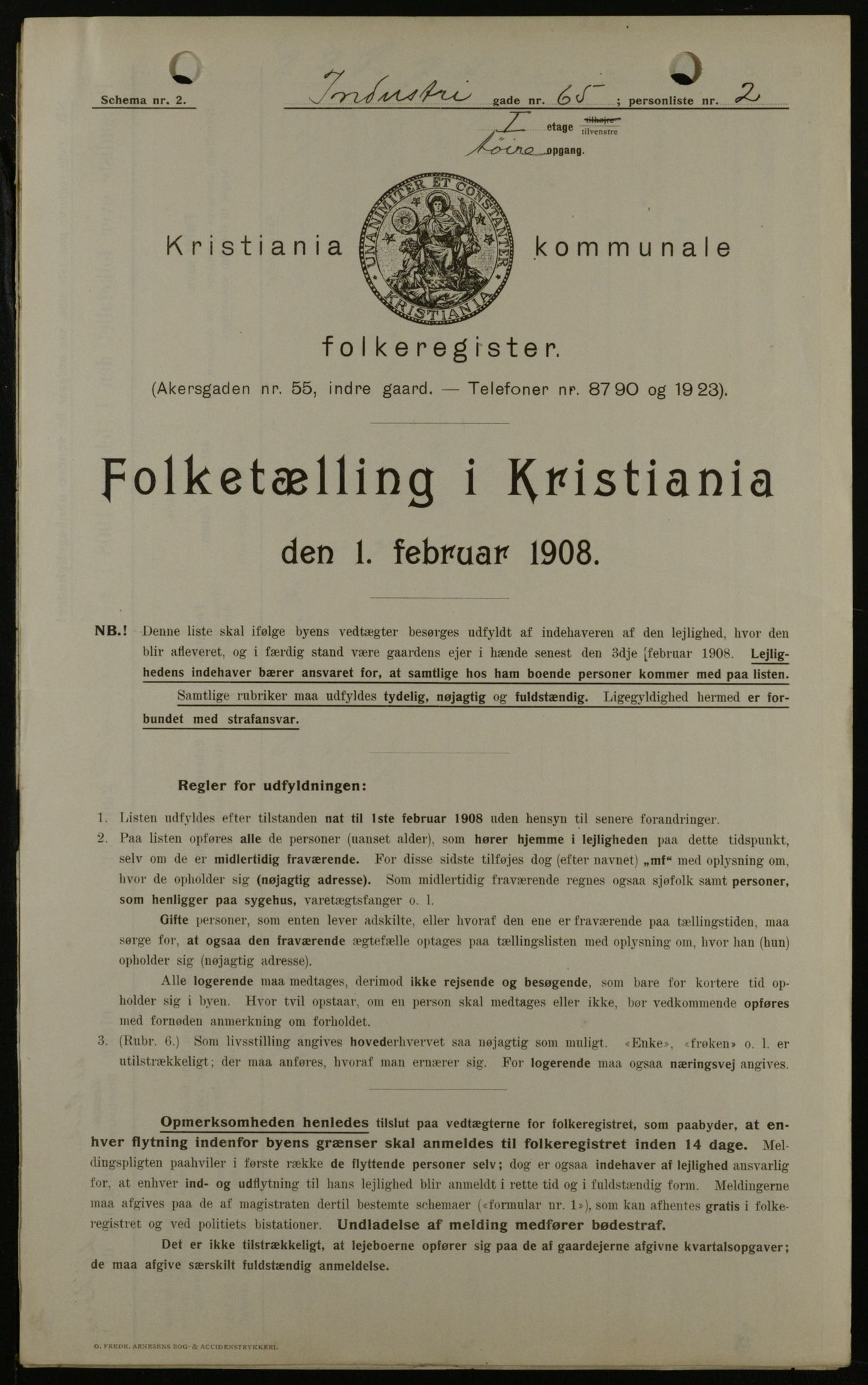 OBA, Municipal Census 1908 for Kristiania, 1908, p. 39245