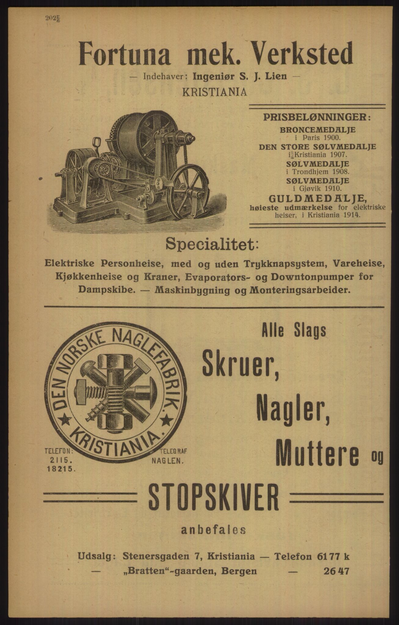 Kristiania/Oslo adressebok, PUBL/-, 1915, p. 202